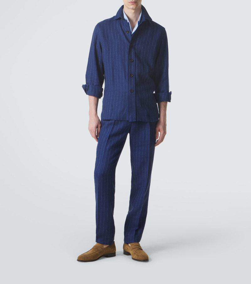 RUBINACCI Pinstripe wool and linen straight pants outlook