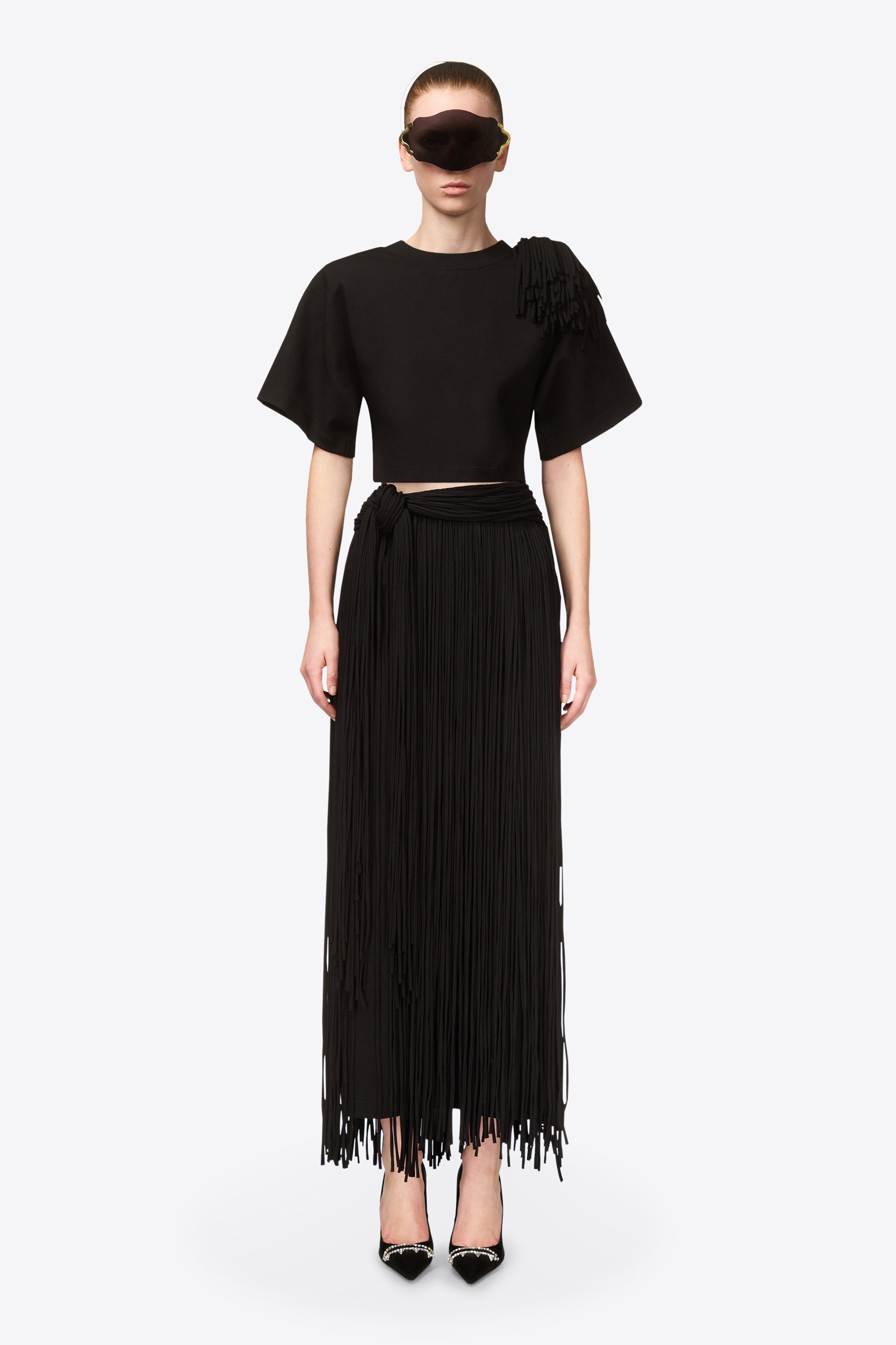 FRINGE BROOCH CROPPED T-SHIRT - 3