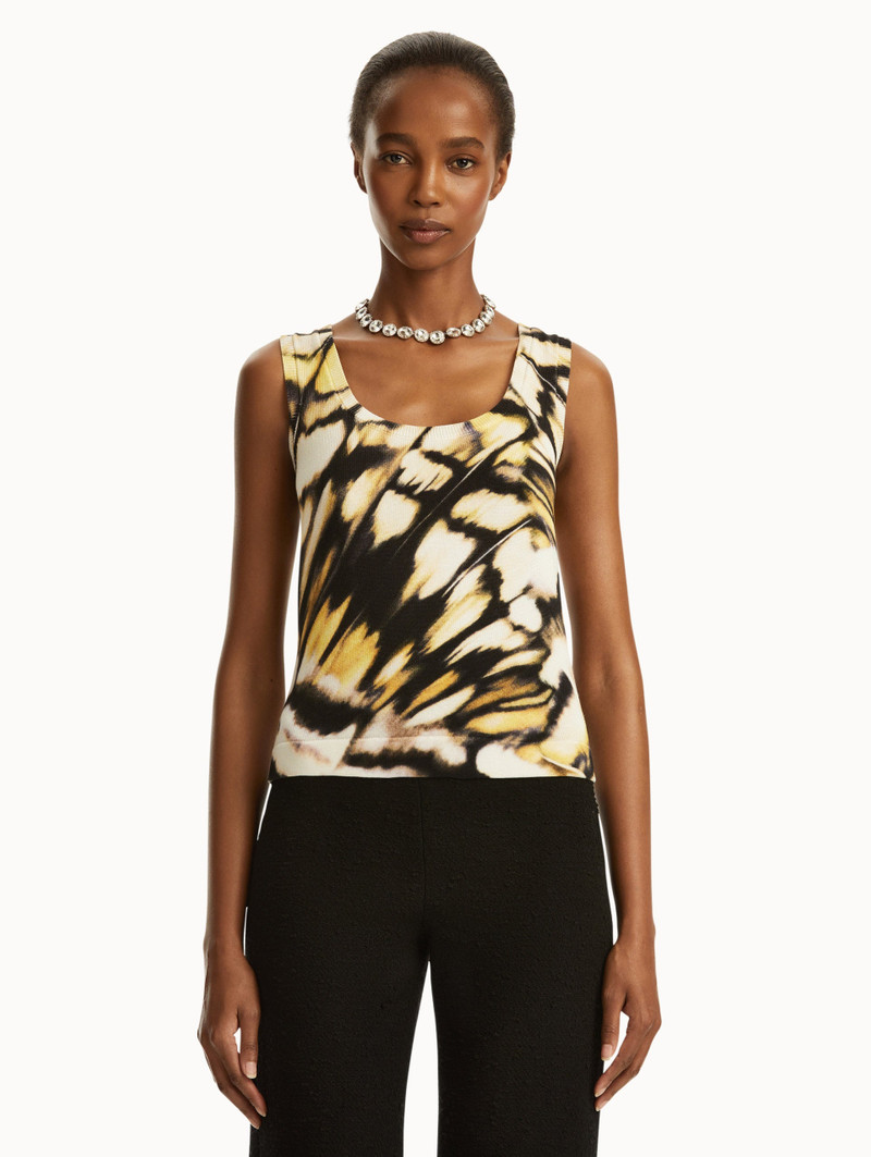 Oscar de la Renta ABSTRACT BUTTERFLY PRINTED TANK outlook