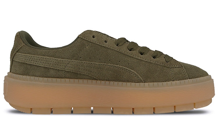 (WMNS) PUMA Suede Platform Trace 'Olive Night' 365830-03 - 2