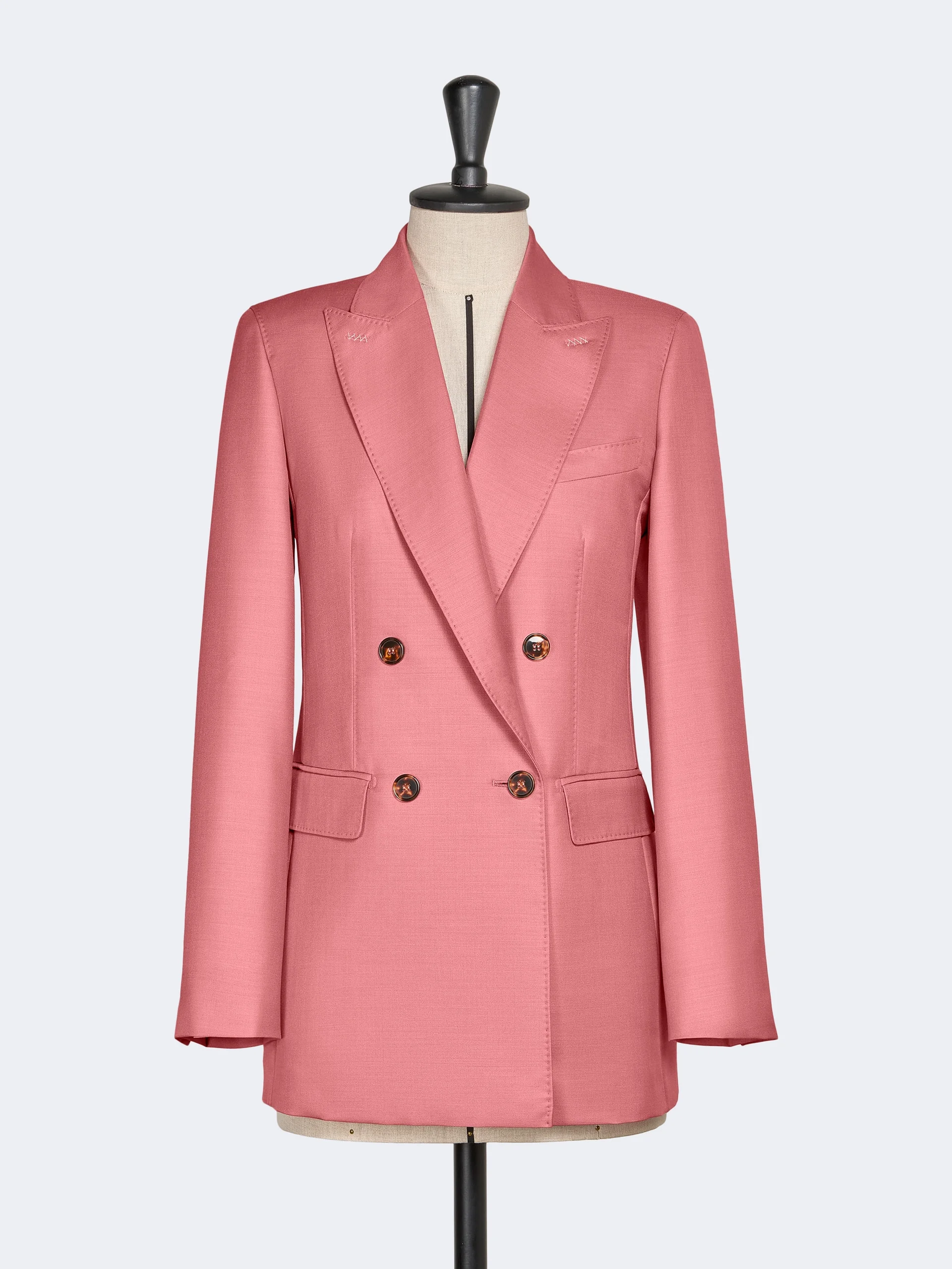 STAFFA Wool, mohair and silk double-breasted blazer - CORAL - 1