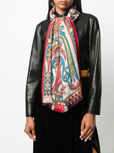 Etro paisley-print frayed scarf outlook