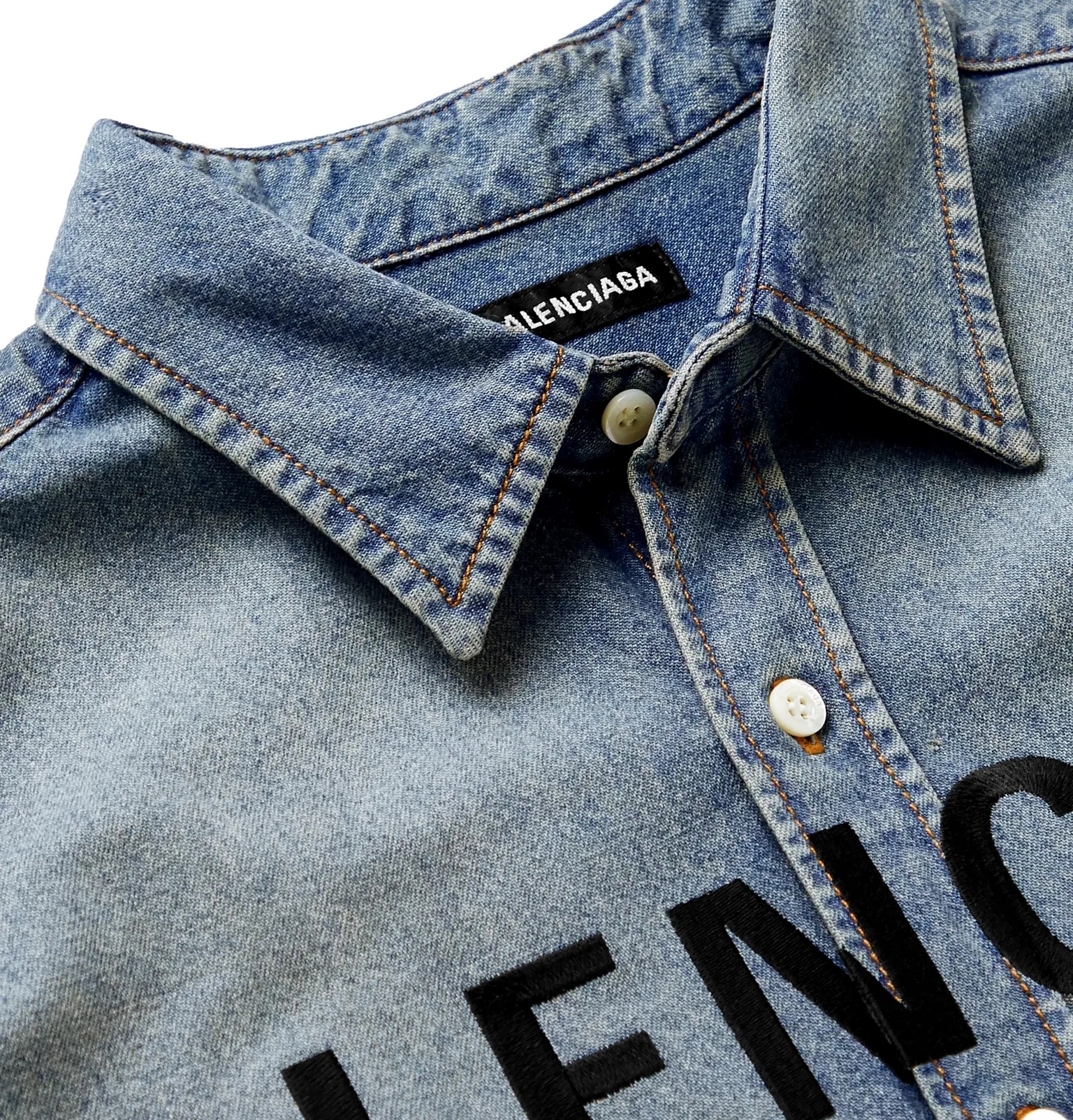 Oversized Logo-Embroidered Denim Shirt - 6