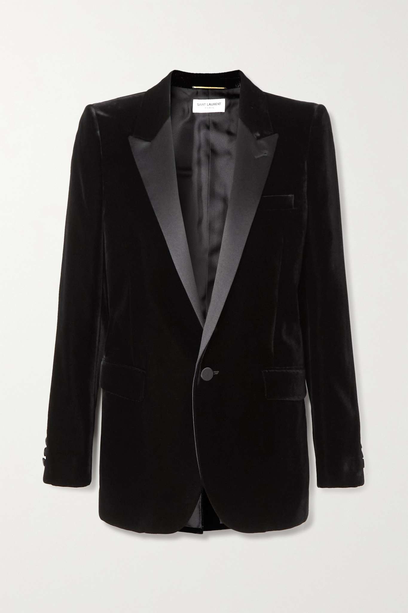 Satin-trimmed velvet blazer - 1