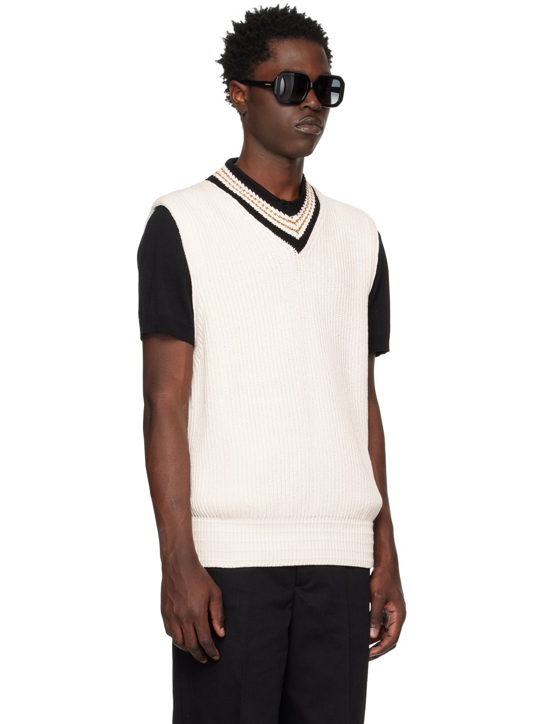 Off-White V-Neck Vest - 2