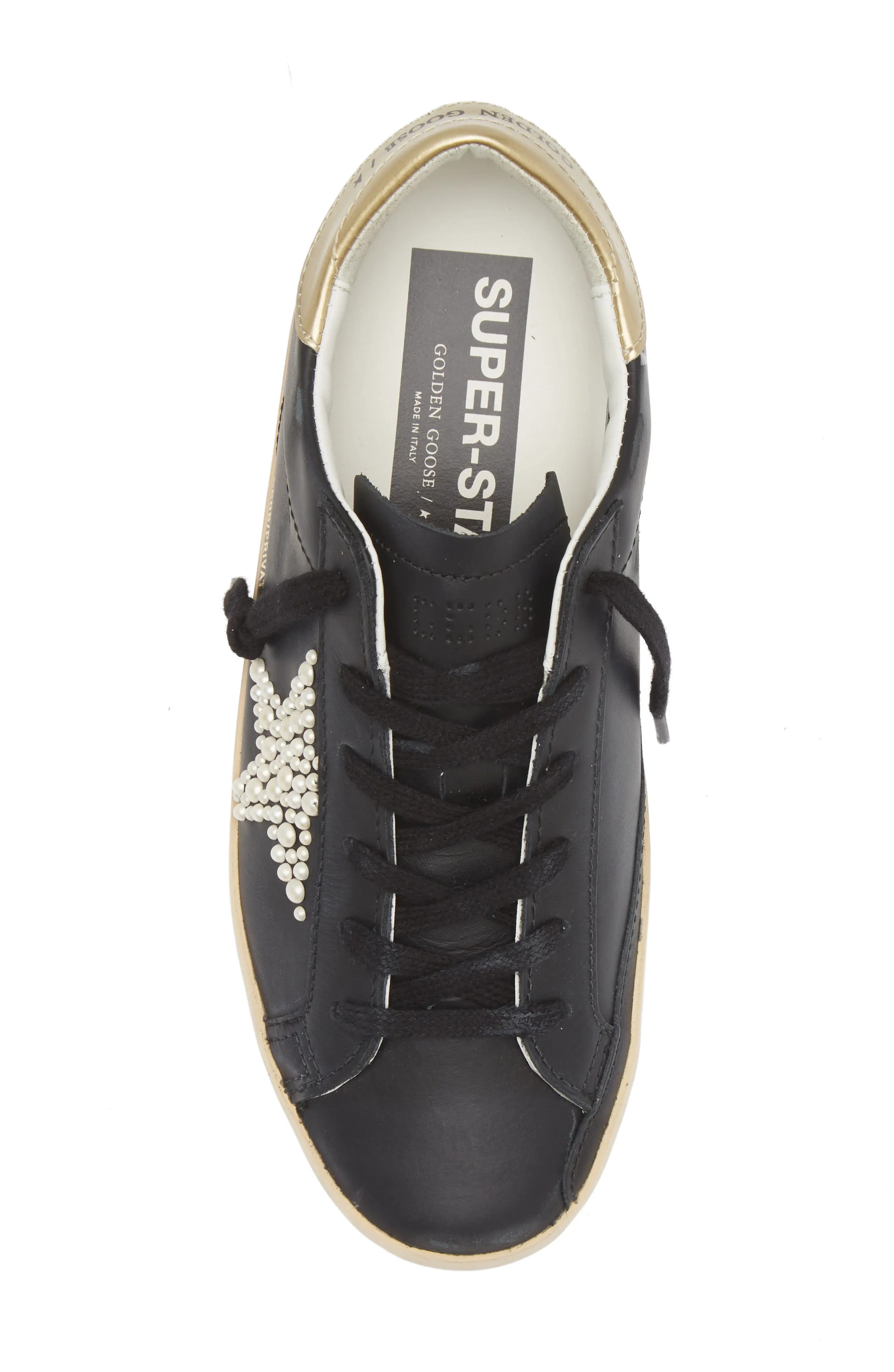 Super-Star Sneaker in Black/White/Gold - 5