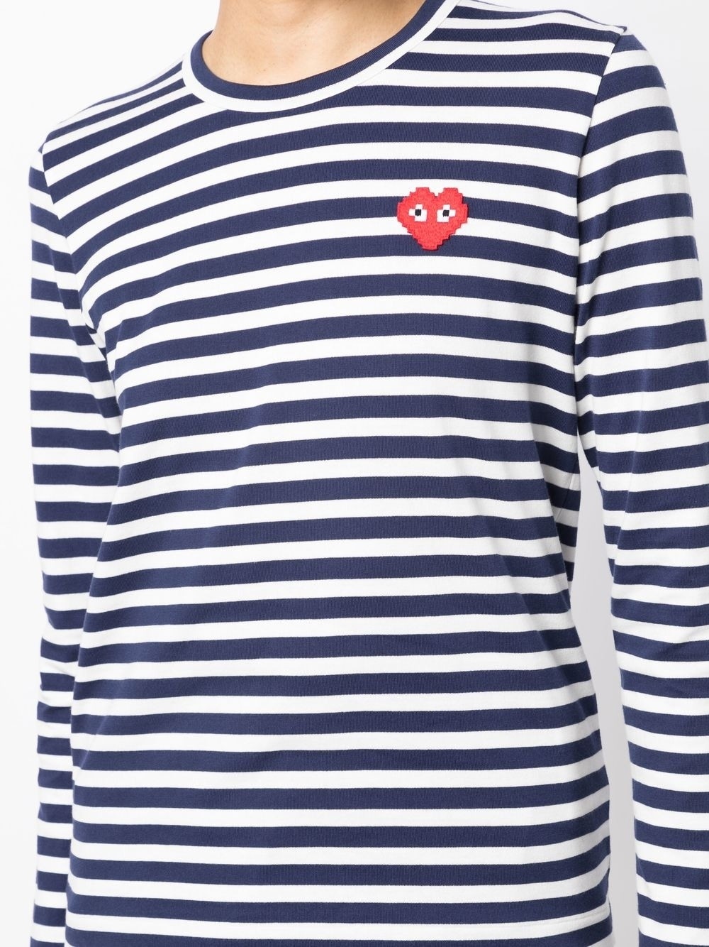 stripe-pattern logo-patch T-shirt - 5