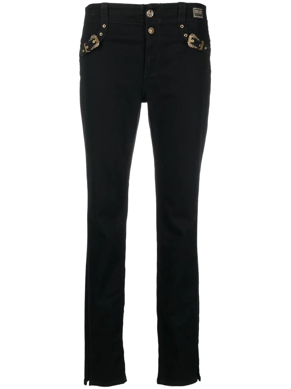 decorative buckle skinny trousers - 1