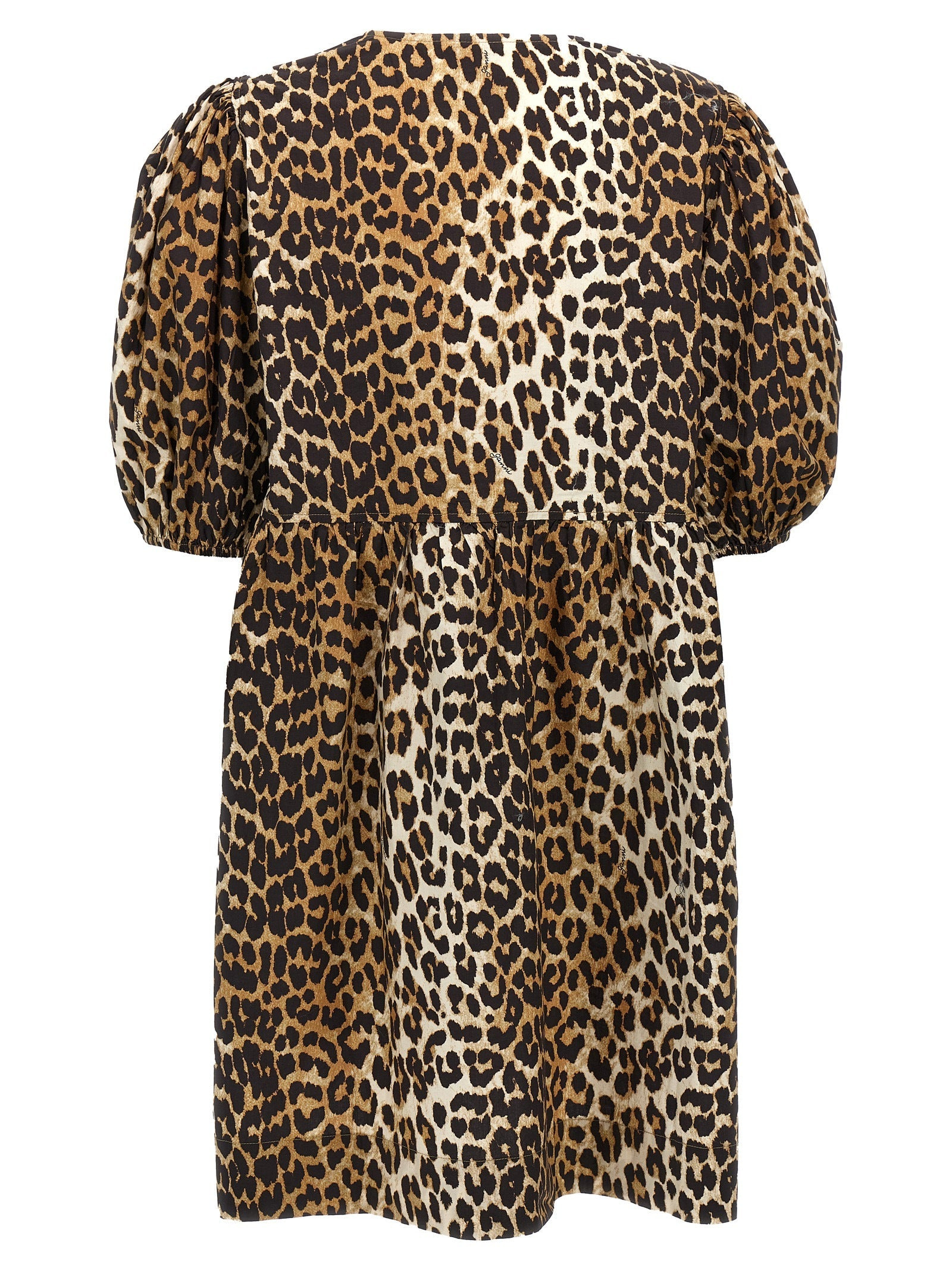 Ganni Women Leopard Poplin Dress - 2