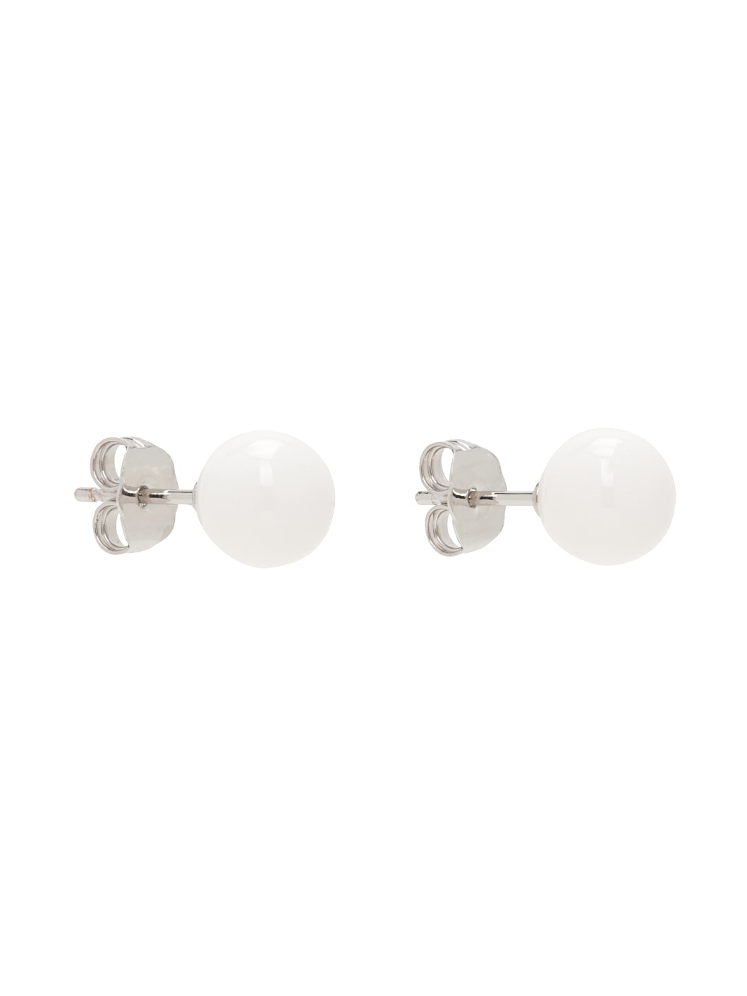 Silver & White Stud Earrings - 2