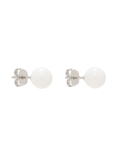 Dries Van Noten Silver & White Stud Earrings outlook