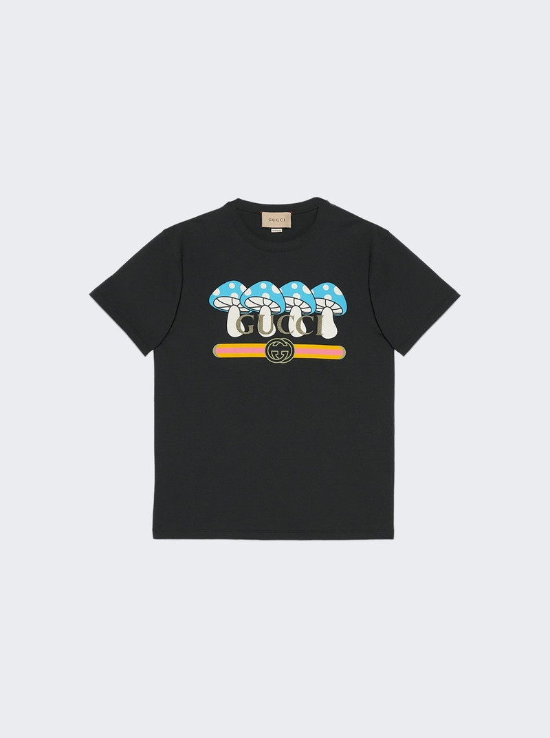 Mushroom Cotton Jersey T-Shirt Black - 1