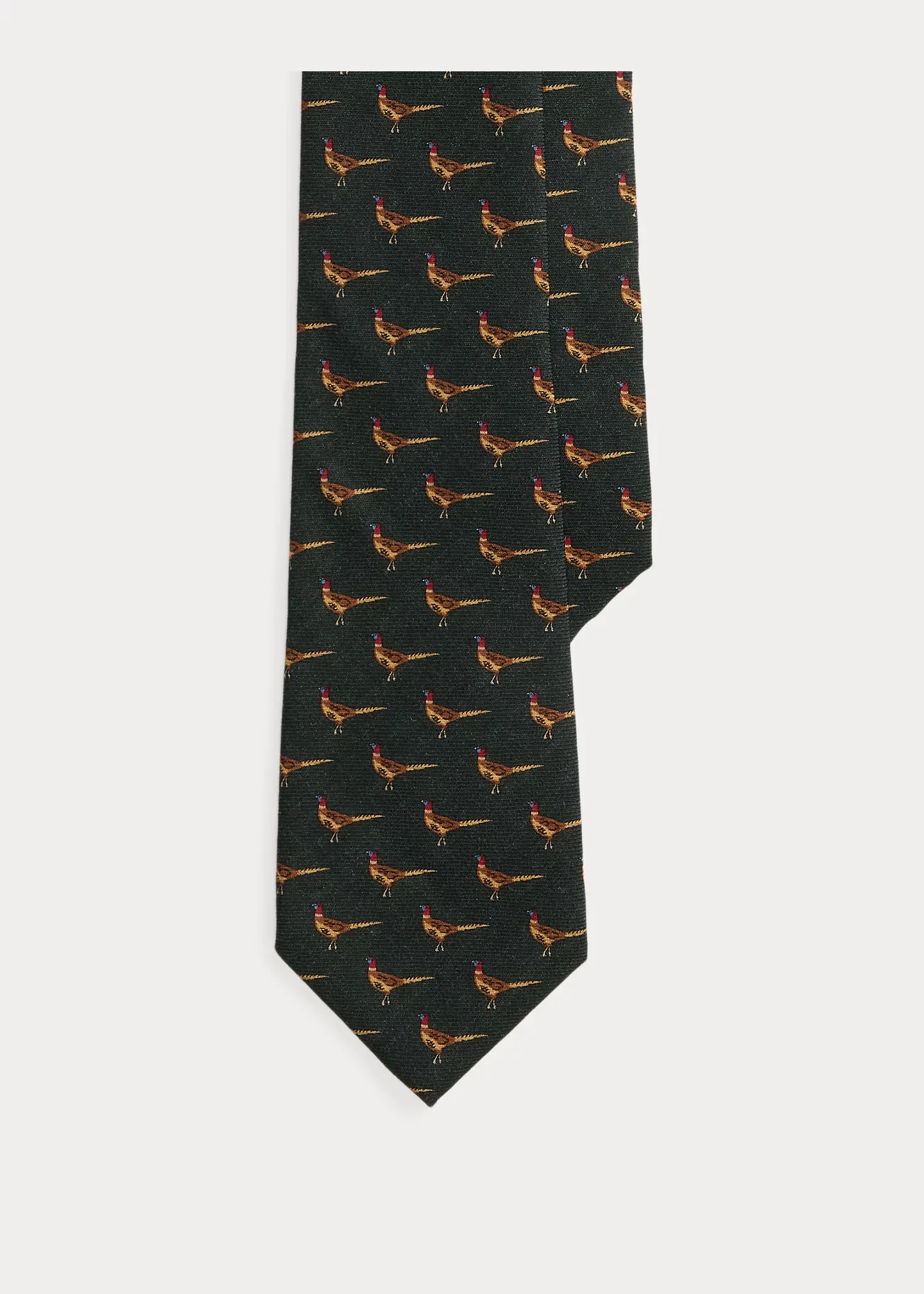 Pheasant-Print Wool Challis Tie - 1