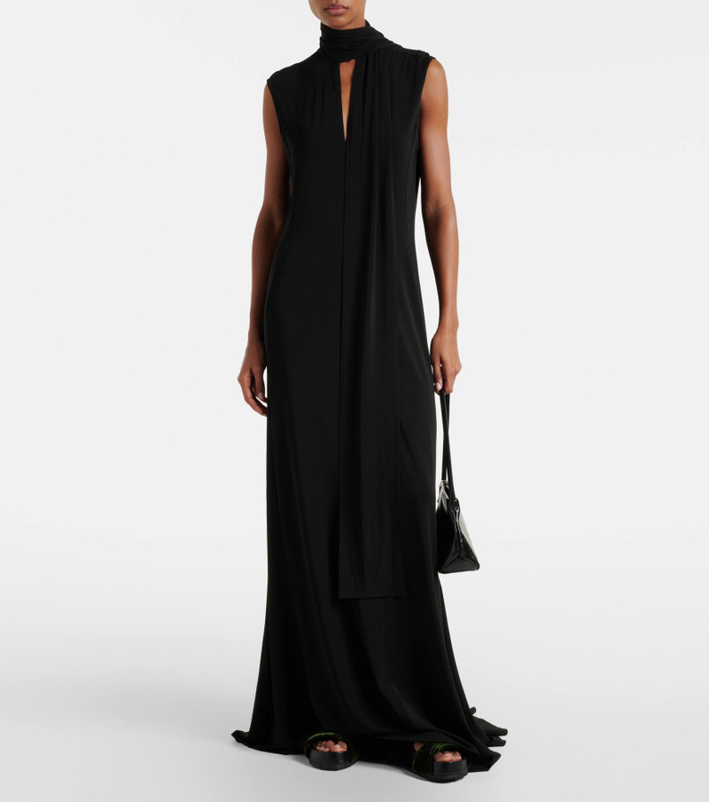 Plan C Scarf-detail jersey maxi dress outlook