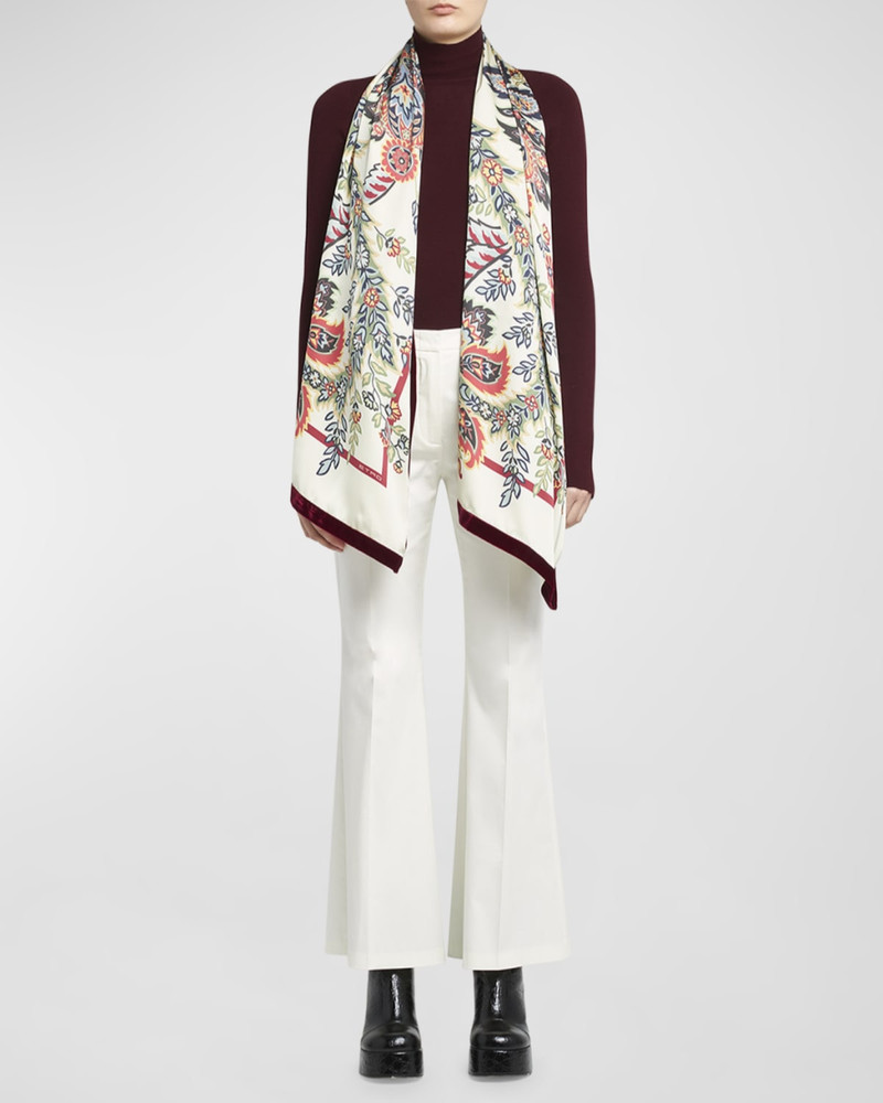 Bohemian Print Scarf With Velvet Trim 3