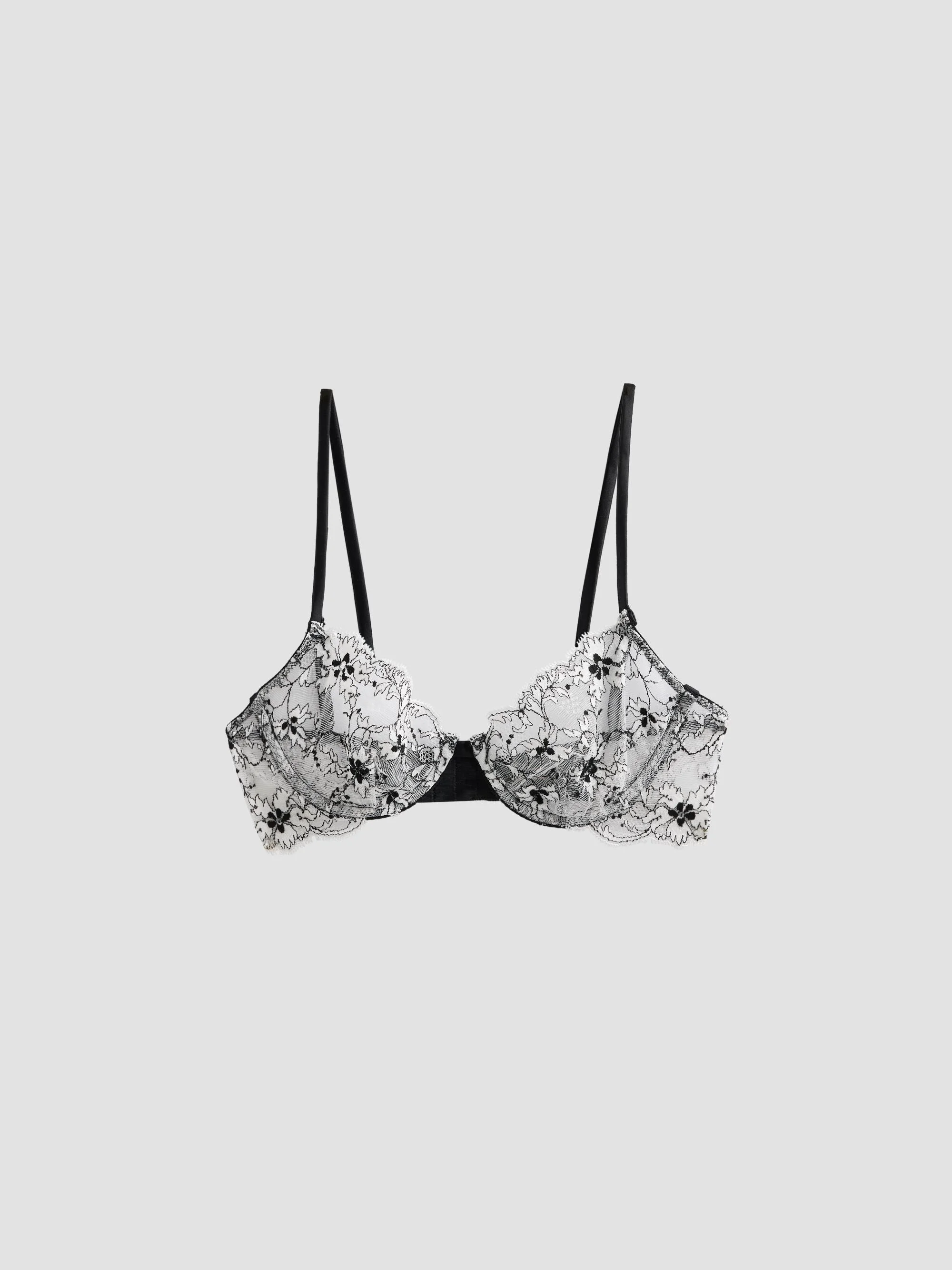 Women's Noir et Blanc Lace Demi Bra - Black - 1