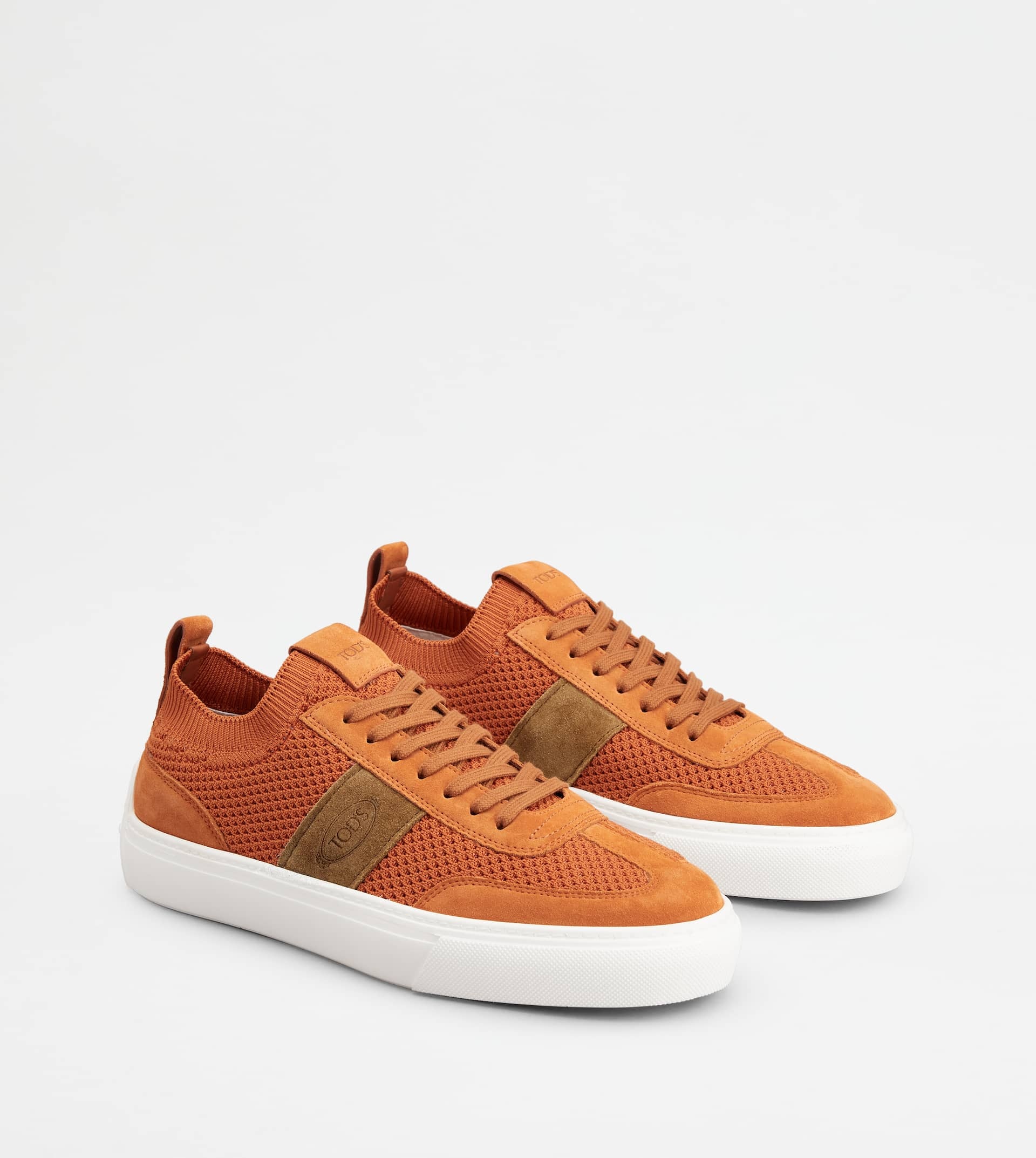 TOD'S SNEAKERS IN FABRIC AND SUEDE - ORANGE, BROWN - 3