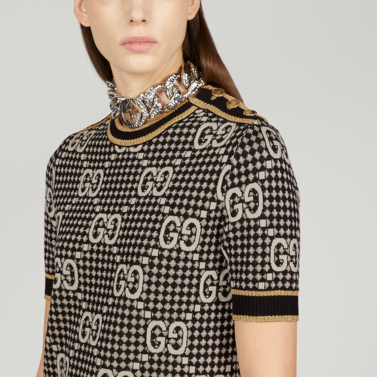 GG wool blend jacquard dress - 3
