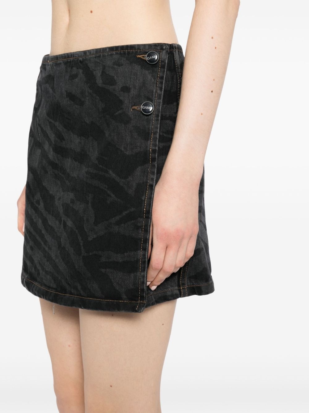 lazer denim mini skirt - 5