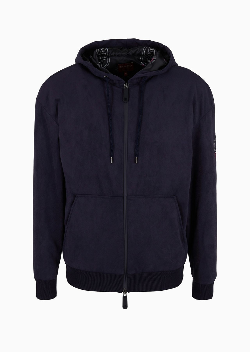 Suede-effect fabric hooded blouson 1