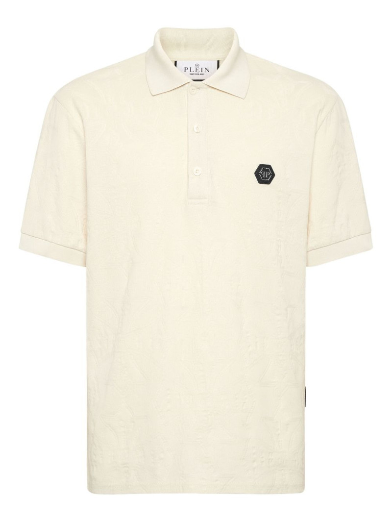 logo-patch jacquard polo shirt 1