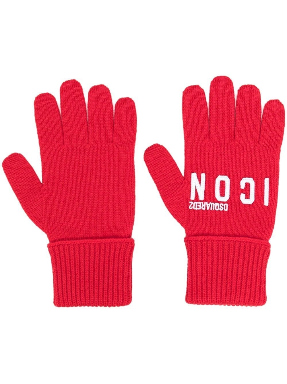 logo-appliqué wool gloves - 1