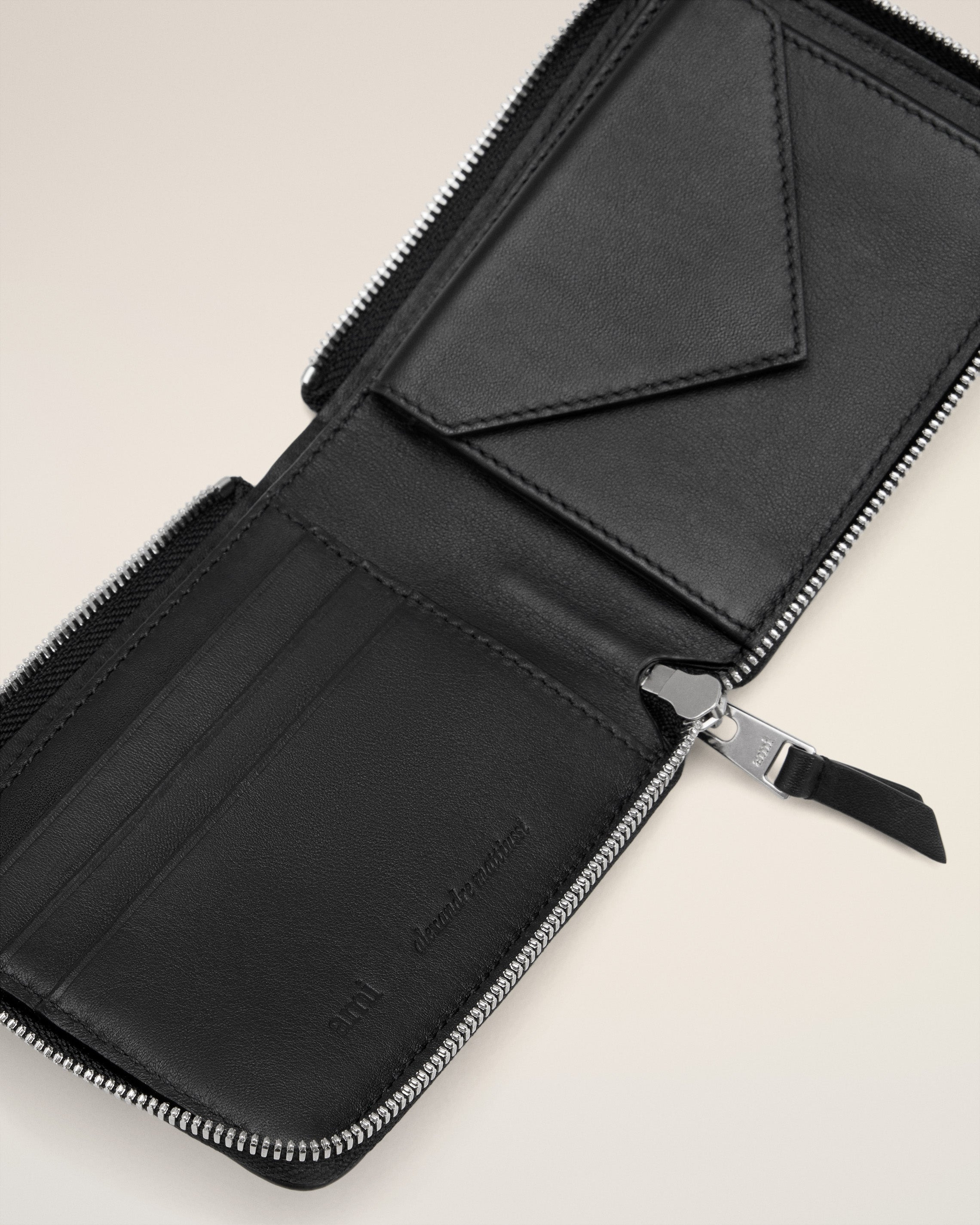 BLACK SMOOTH LEATHER AMI DE COEUR COMPACT WALLET - 3