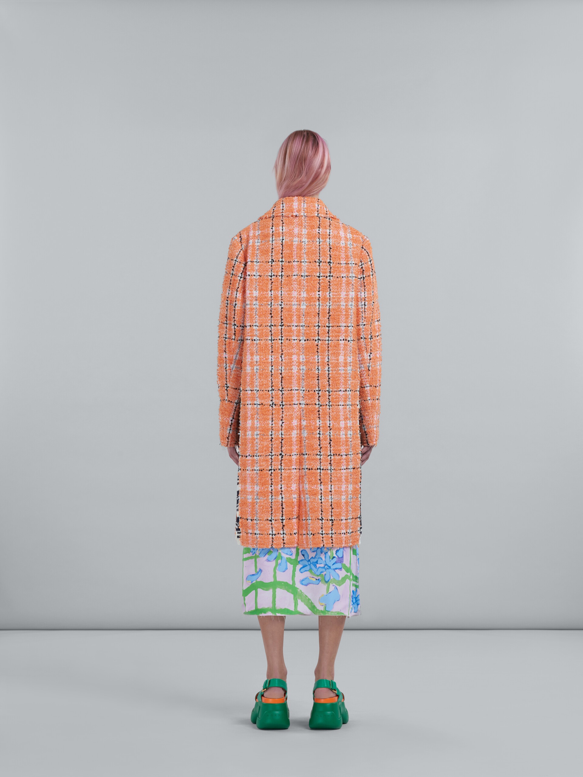COTTON TWEED COAT WITH KNITTED INSERTS - 3