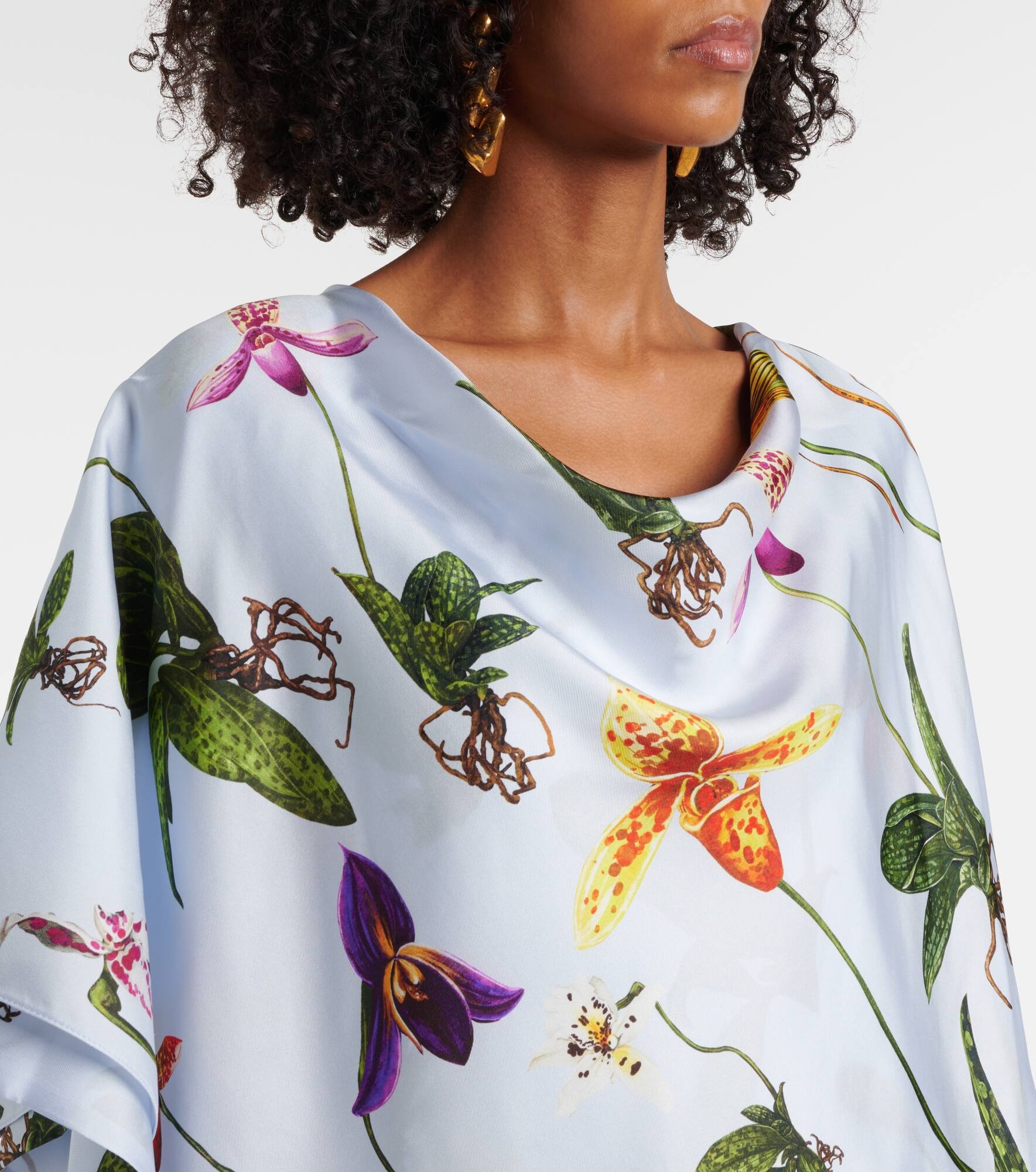 Floral silk twill kaftan - 4