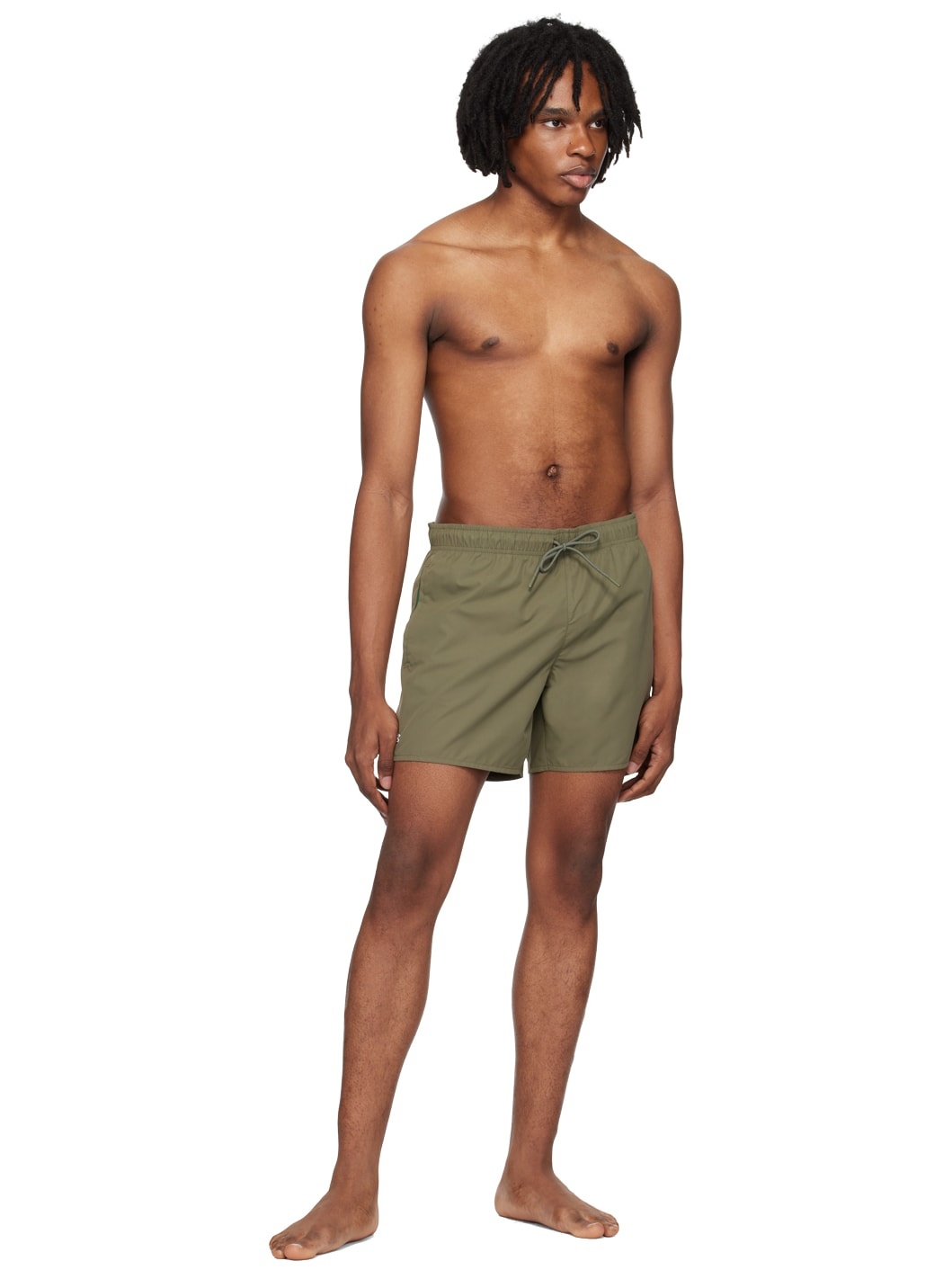 Khaki Drawstring Swim Shorts - 4