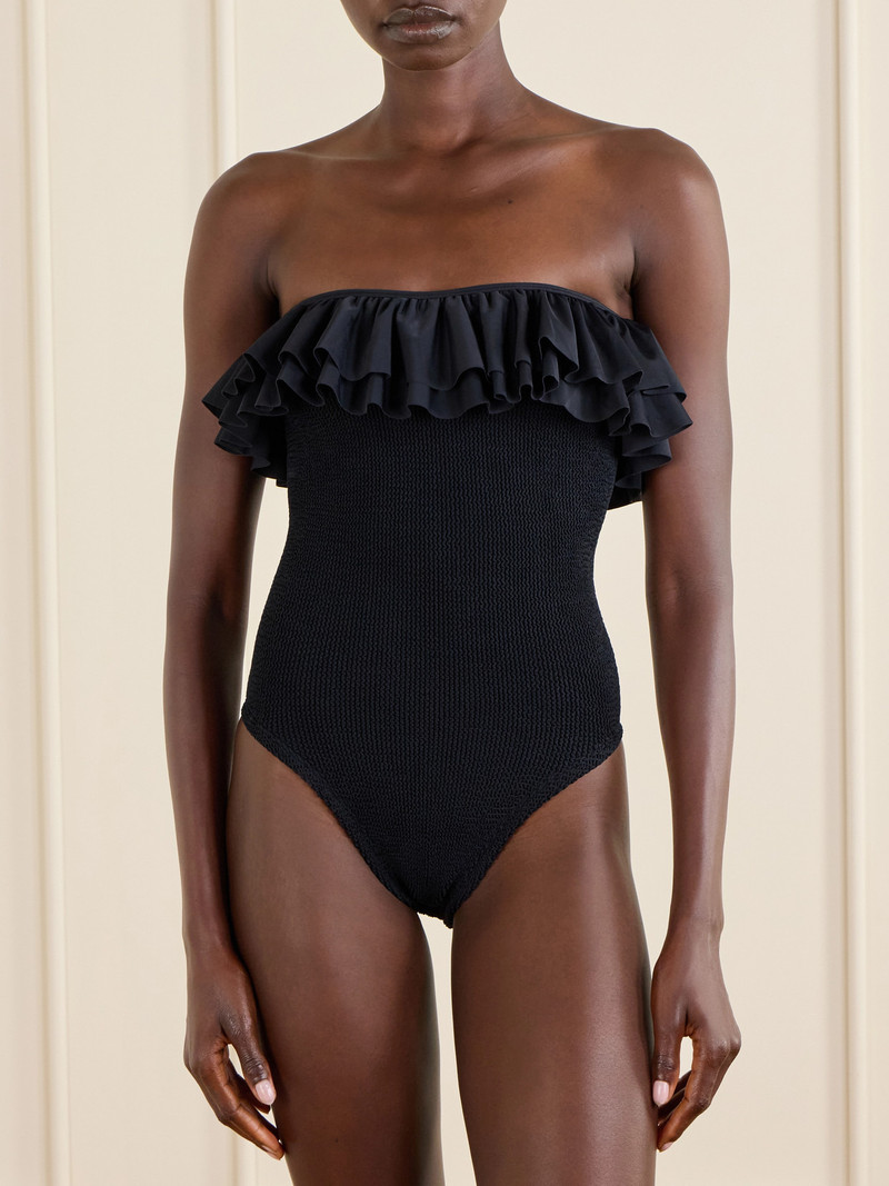 Hunza G Eloise Strapless Ruffled Original Crinkle Swimsuit outlook
