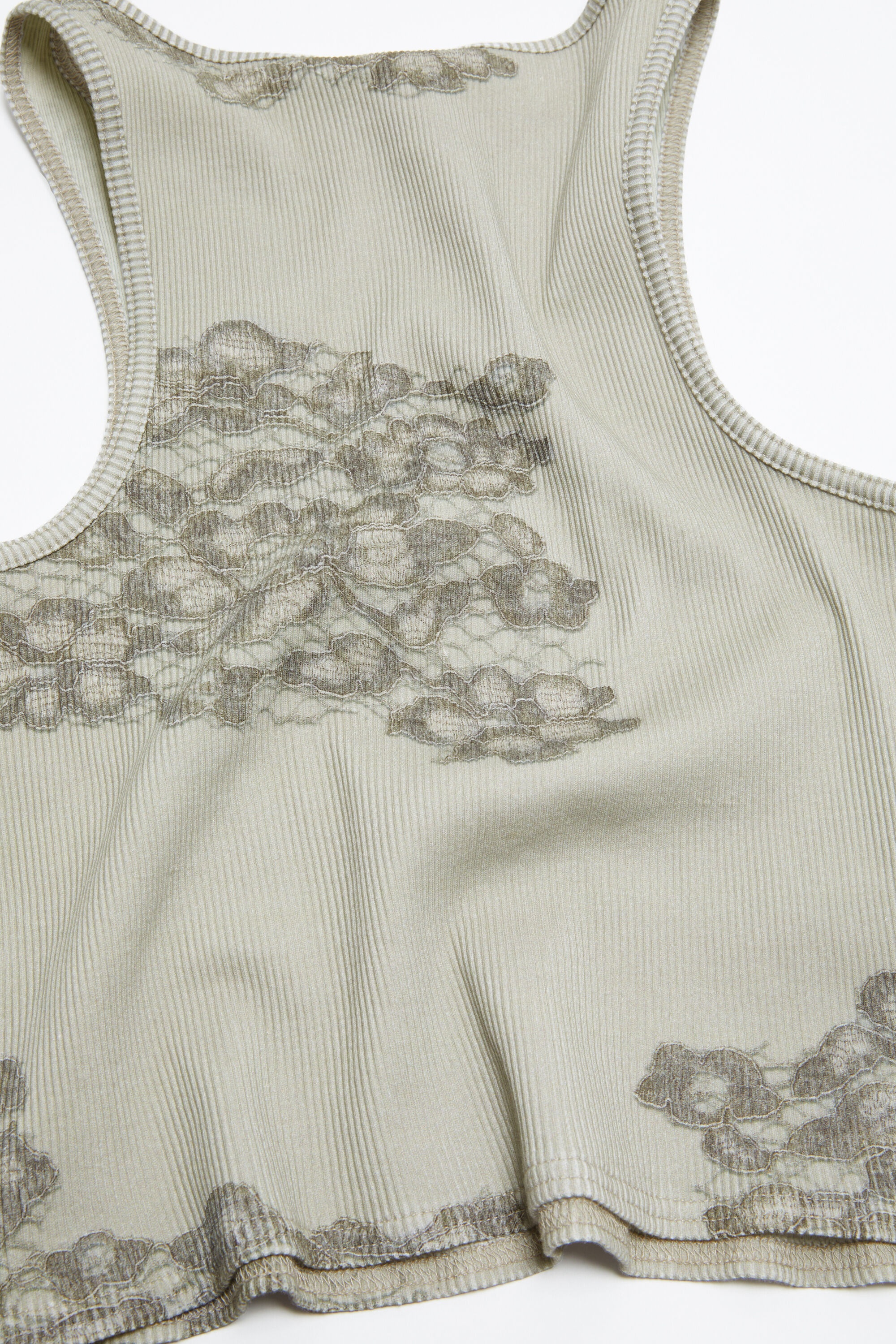 Printed lace tank top - Sage green - 5