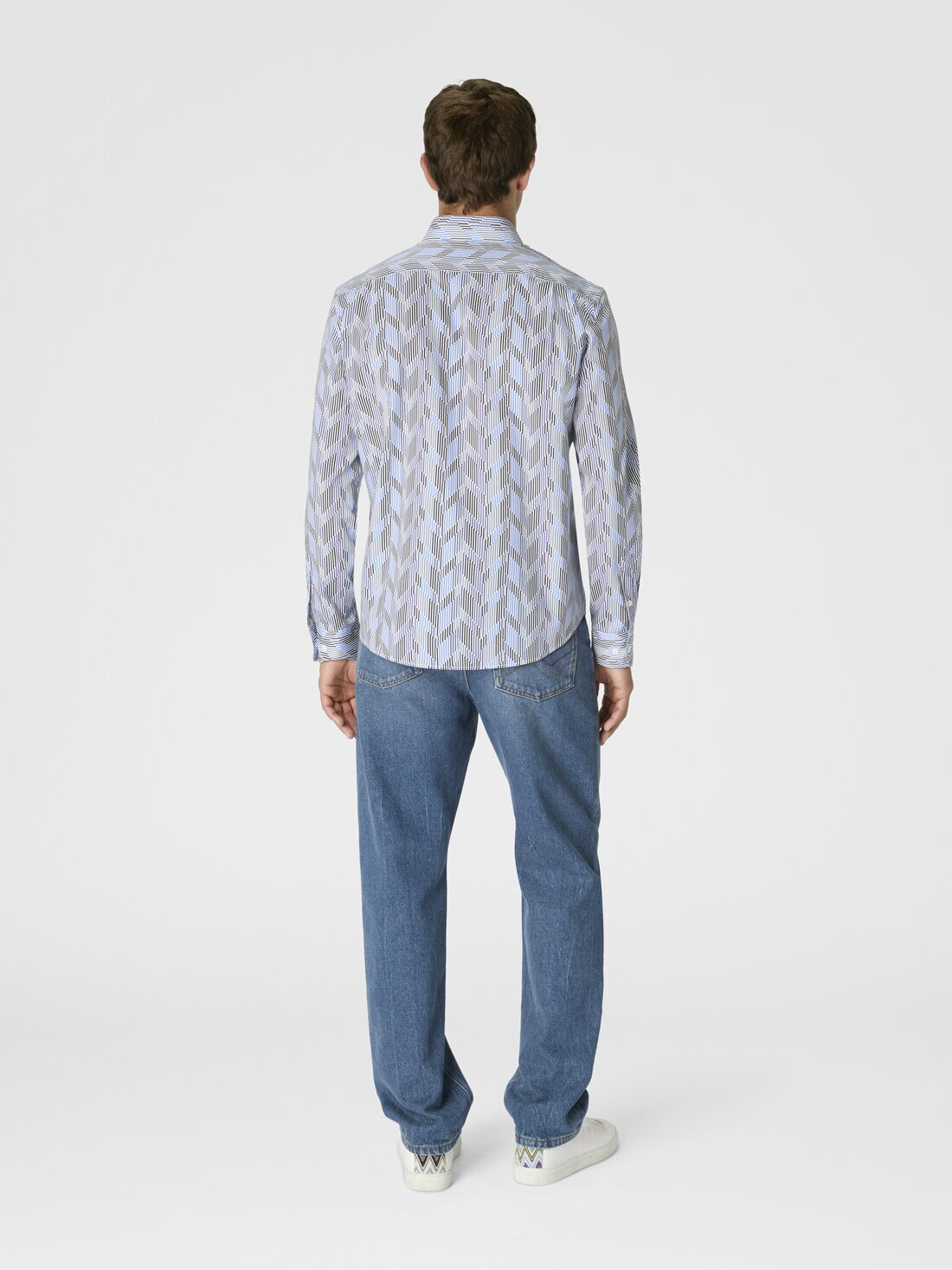 Poplin Cotton Shirt with Zigzag Pattern - 3