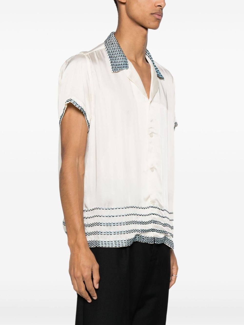 embroidered-design short-sleeve shirt - 3