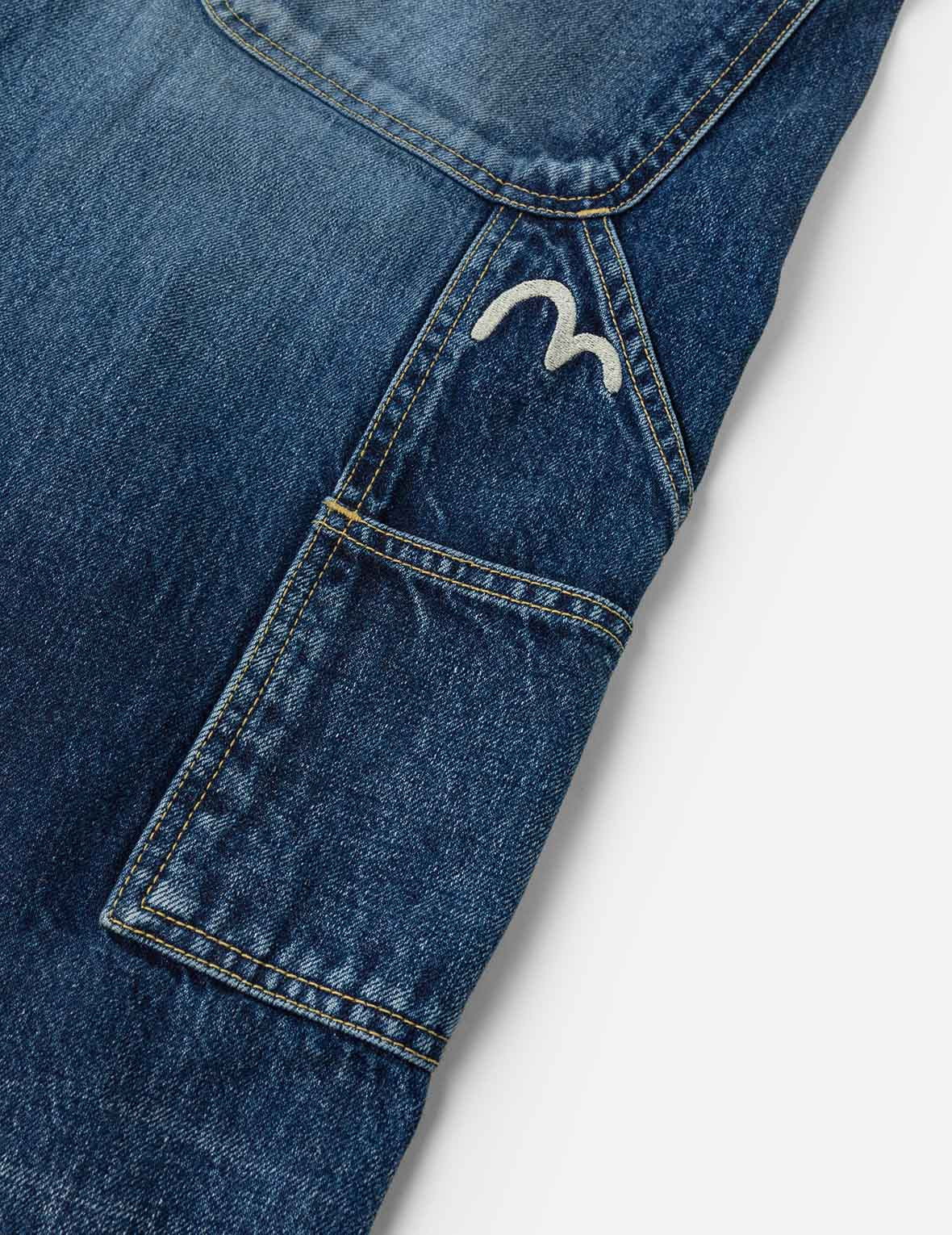 Washed Seagull Print Regular Fit Painter Jeans - 10