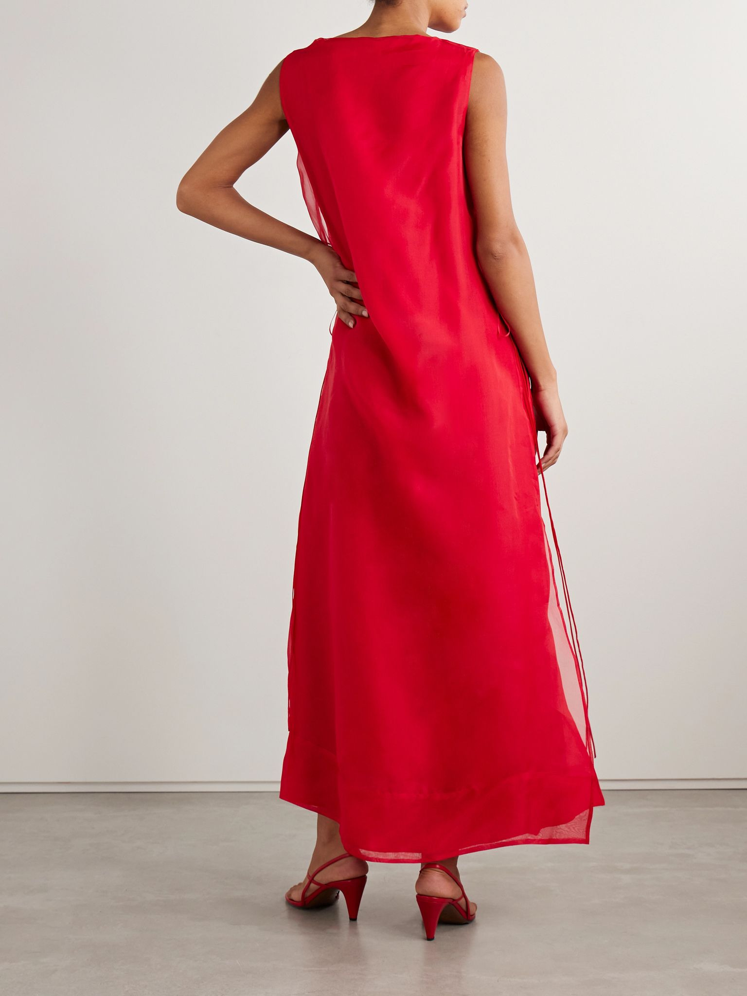 Jools silk-organza and crepe de chine maxi dress Red - 3