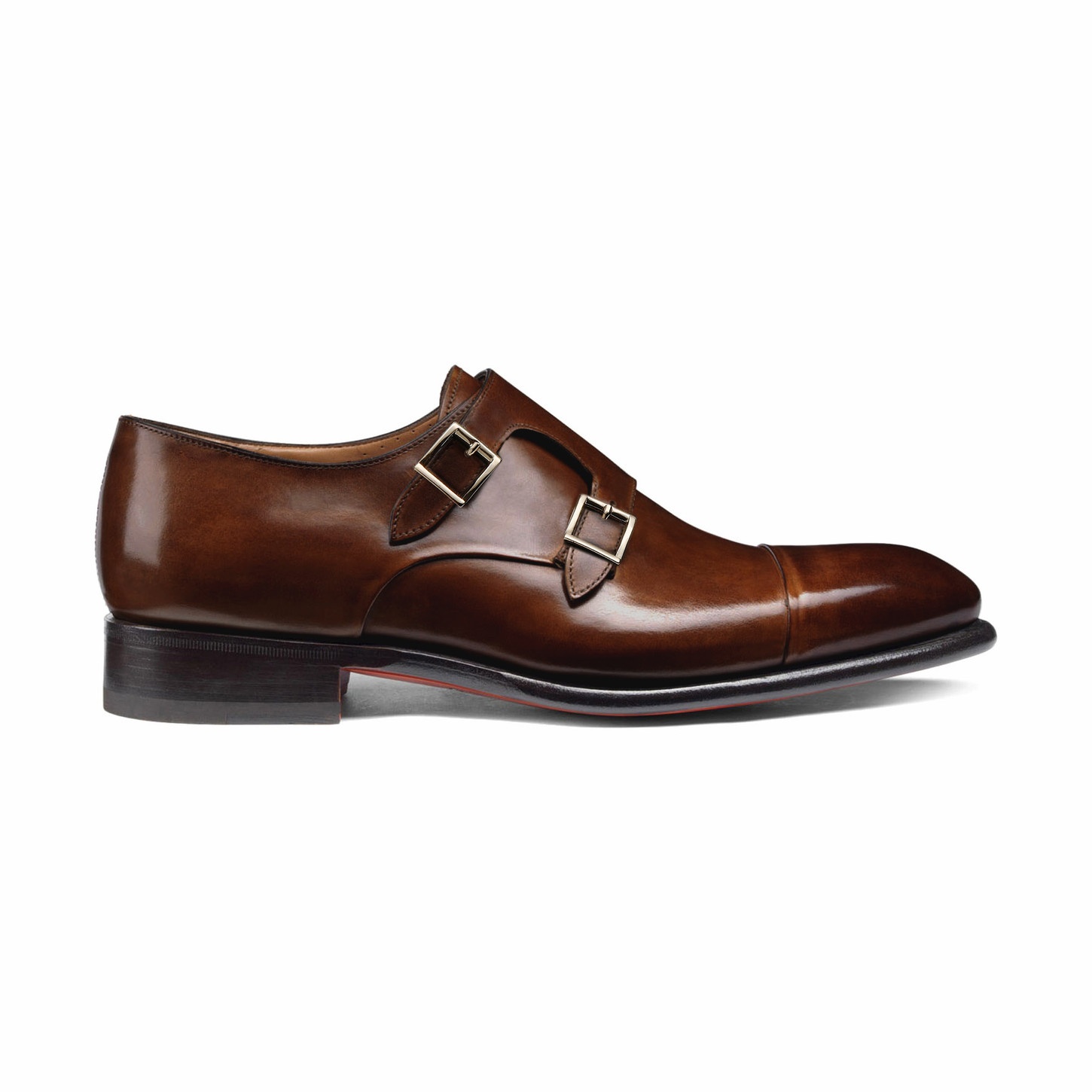 Men's mid brown leather double-buckle shoe - 2