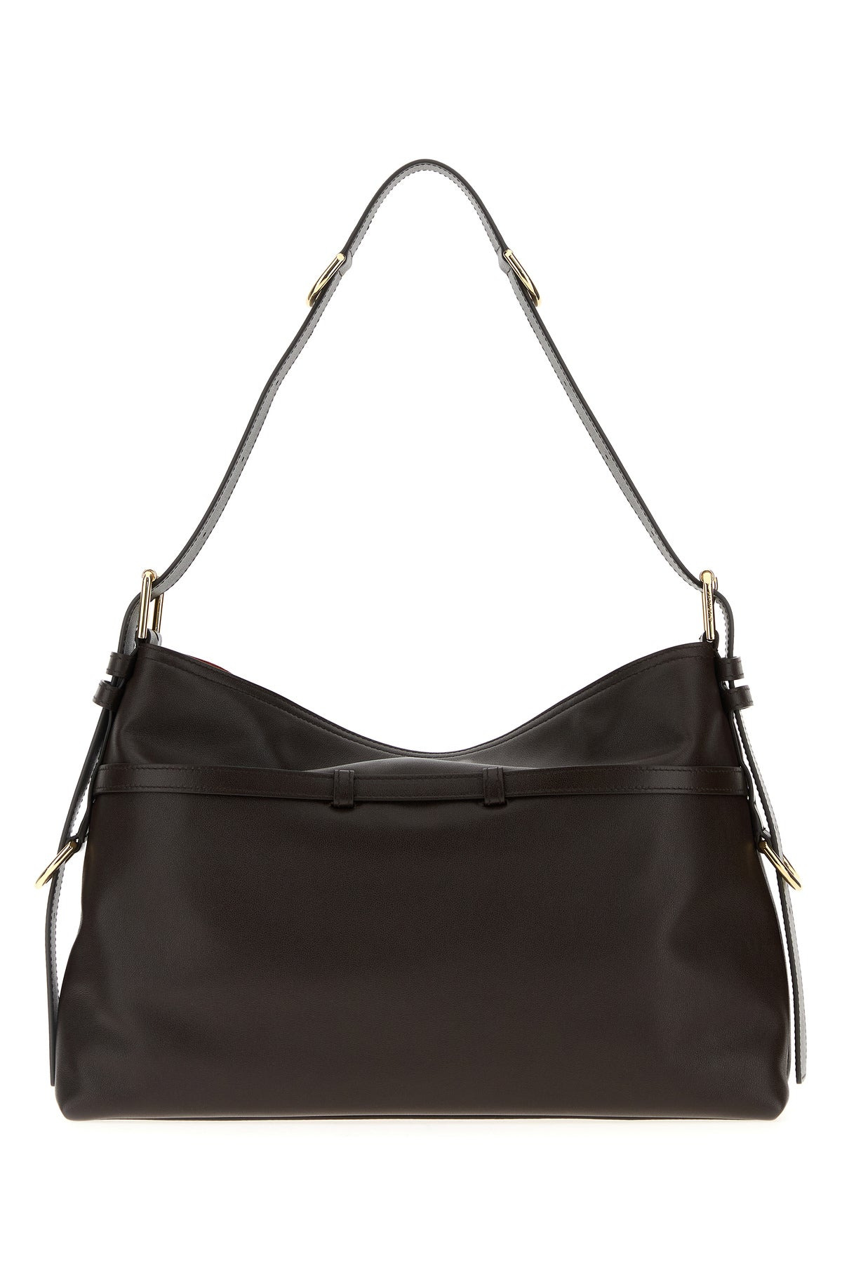 Dark brown leather medium Voyou shoulder bag - 3
