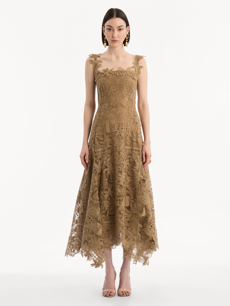 Oscar de la Renta DOMINICAN LANDSCAPE GUIPURE DRESS outlook