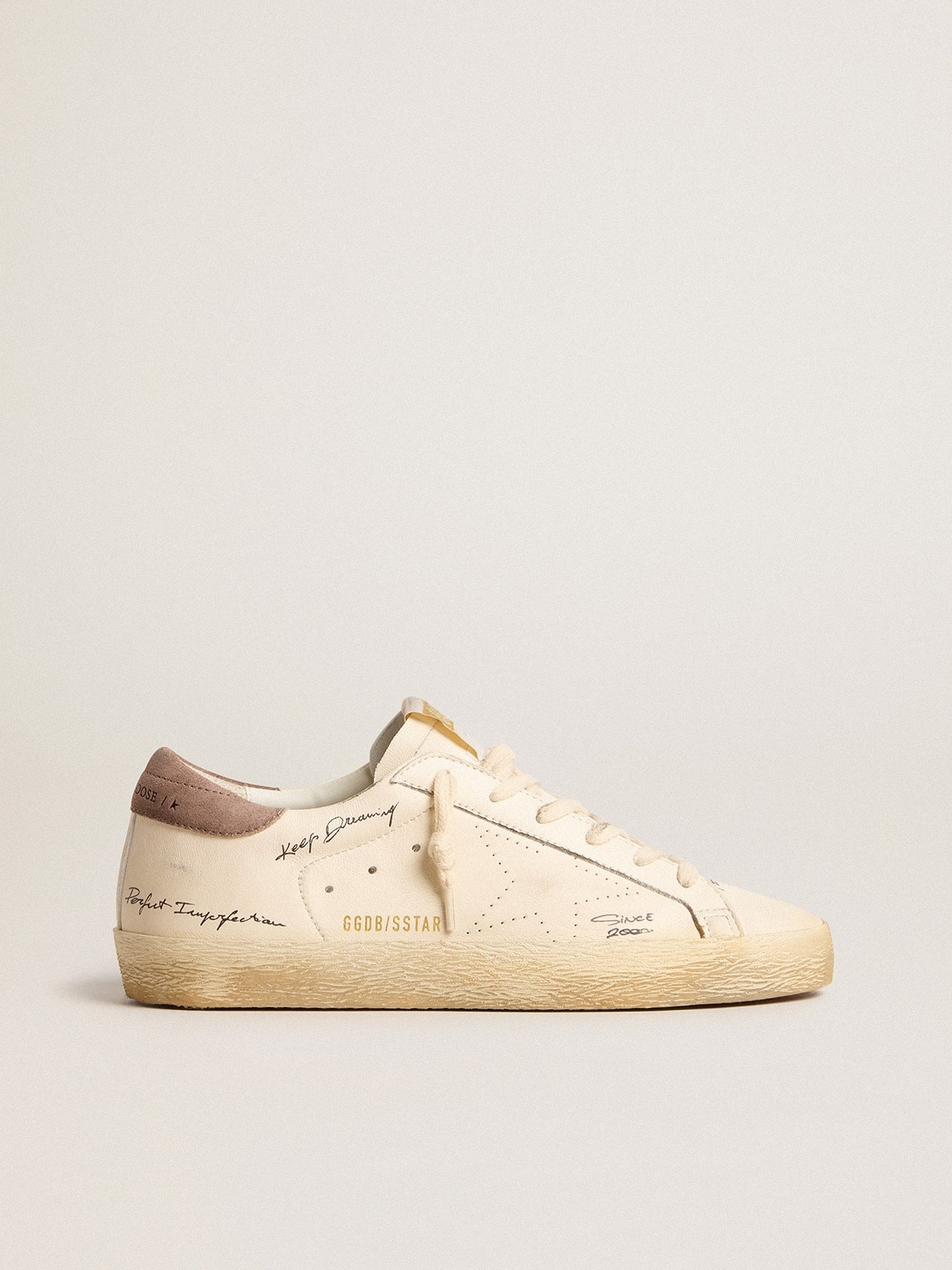 Women's Super-Star in nappa leather with perforated star and suede heel tab - 1