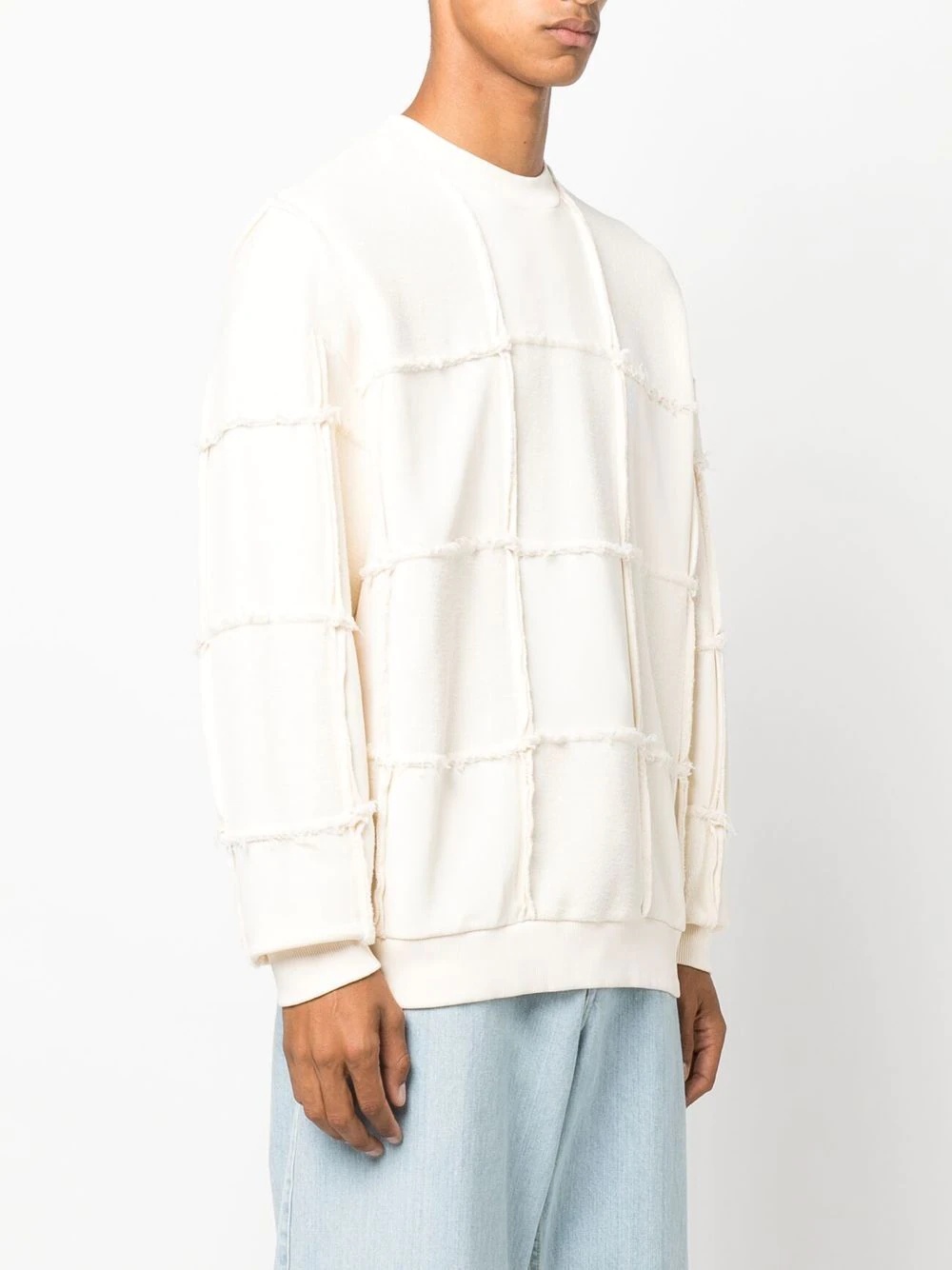 seam-detailing crew neck jumper - 3
