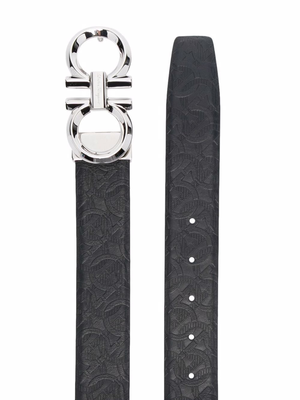 embossed-monogram leather belt - 2