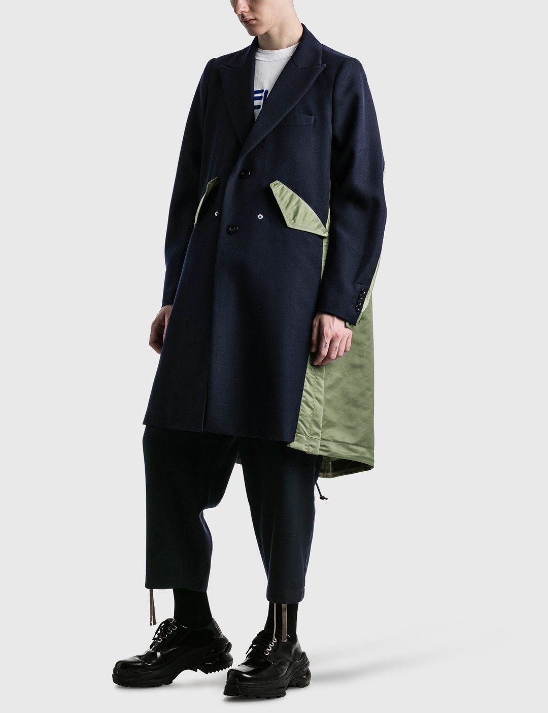 WOOL SURGE X NYLON TWILL COAT - 5