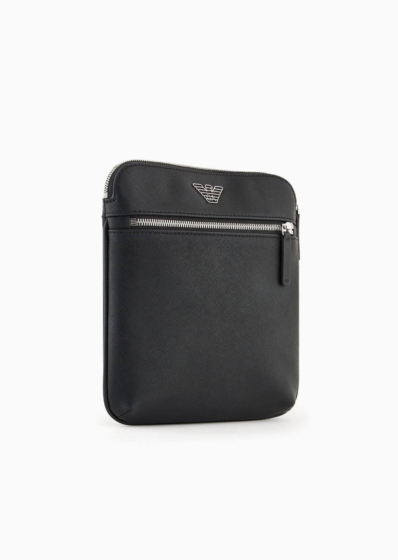 ASV regenerated Saffiano leather flat shoulder bag with eagle plate - 2