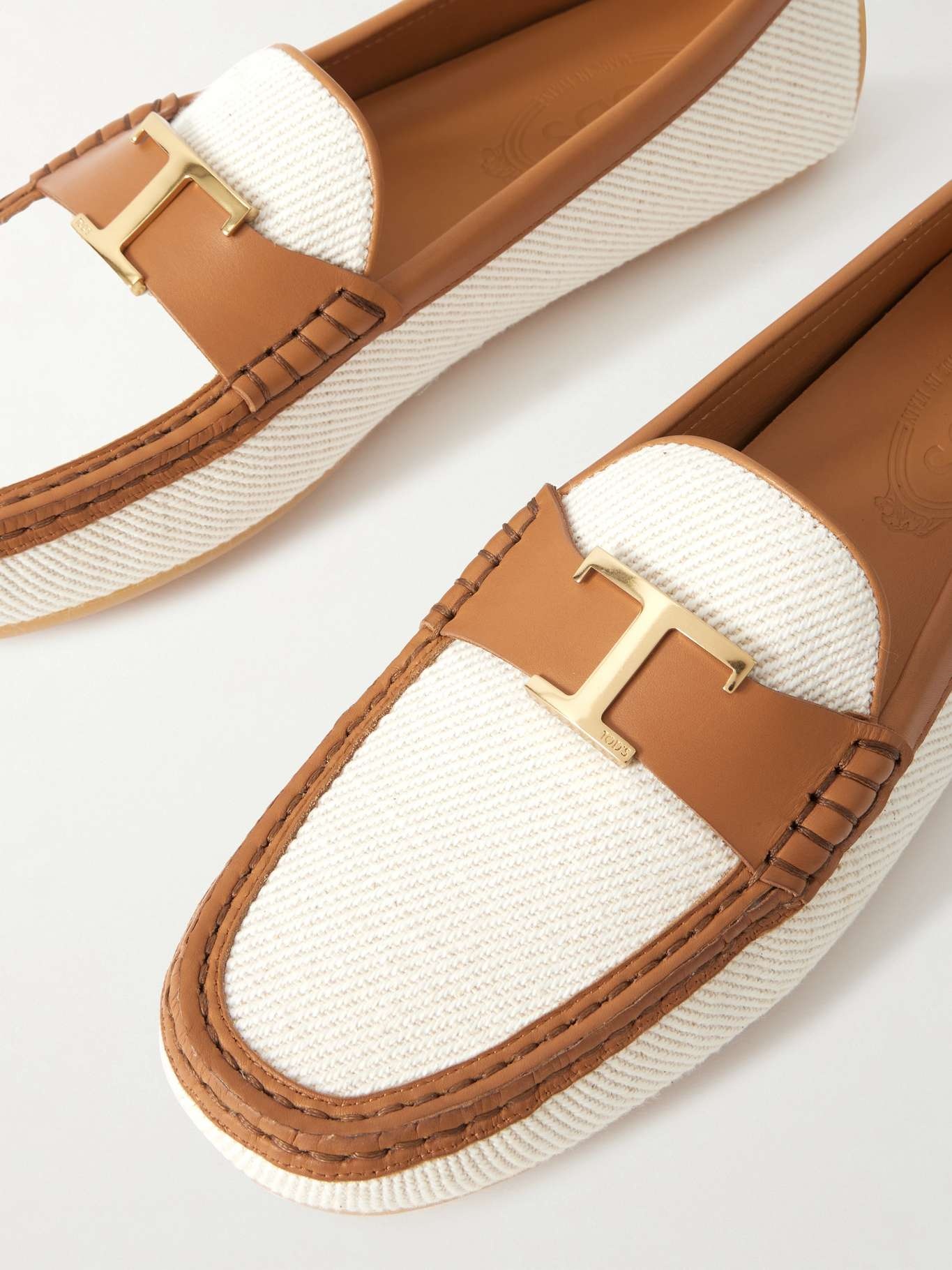 Gomma 10L embellished leather-trimmed canvas loafers Off-white - 4