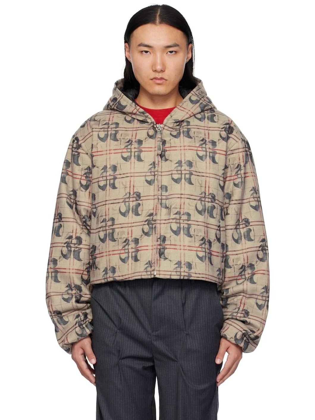 베이지 패턴 Anorak Windbreaker 뚱 베어 - 1