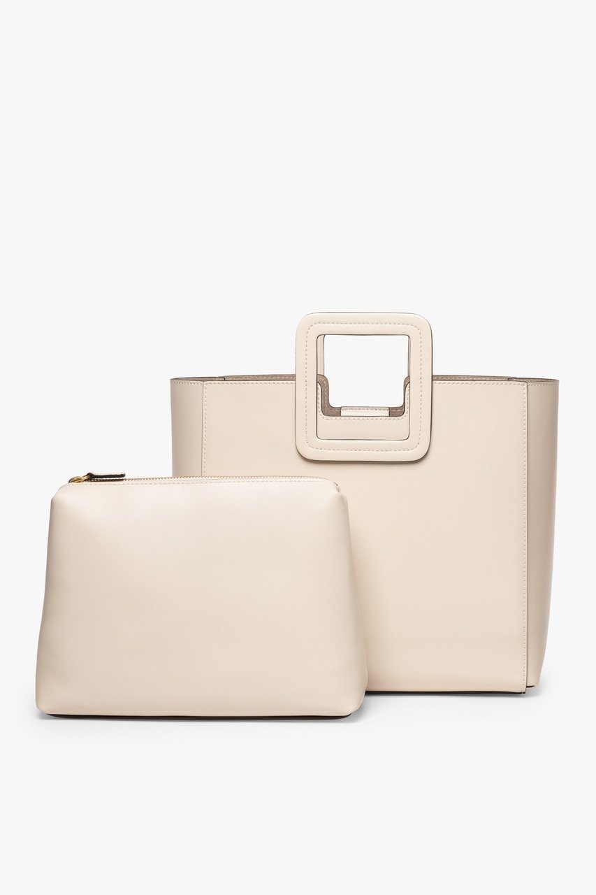 STAUD SHIRLEY LEATHER TOTE BAG | CREAM - 2