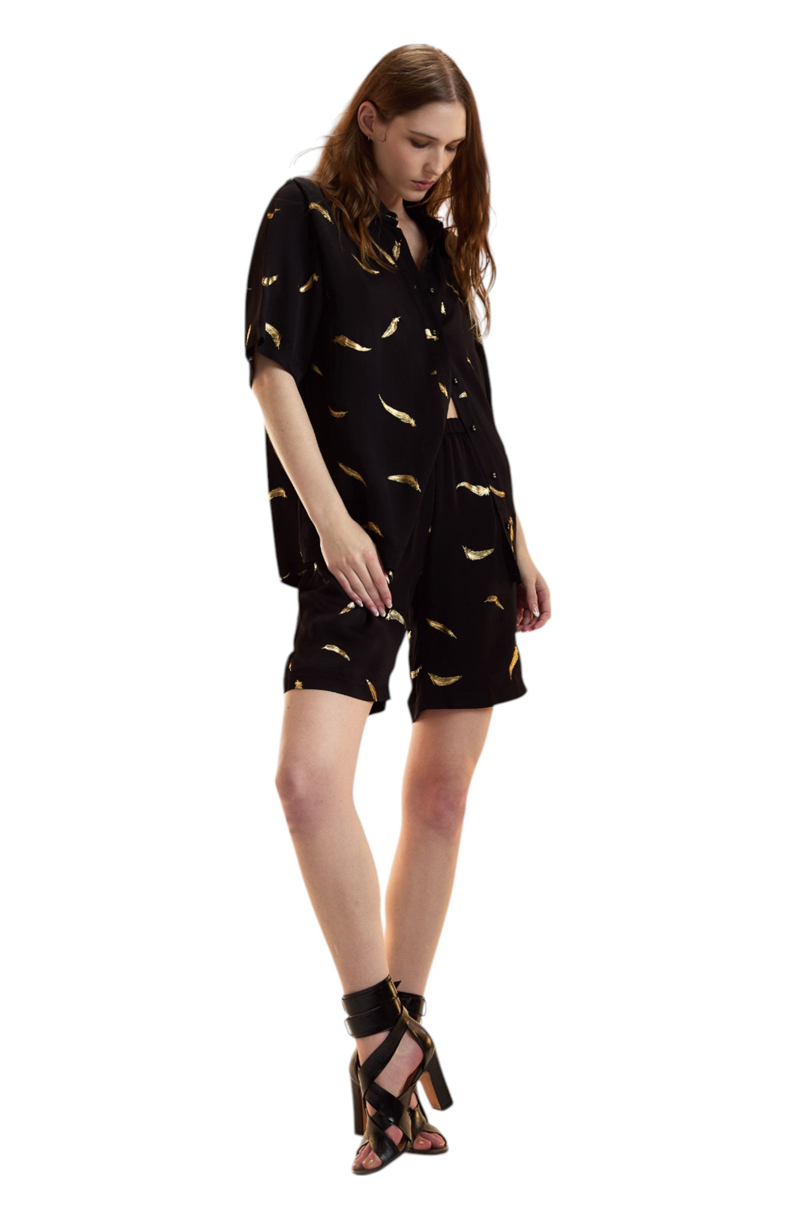 Cynthia Rowley Blake Camp Shirt in Black at Nordstrom - 3