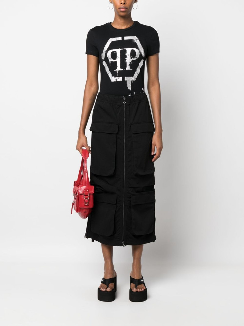 PHILIPP PLEIN crystal-embellished logo T-shirt outlook