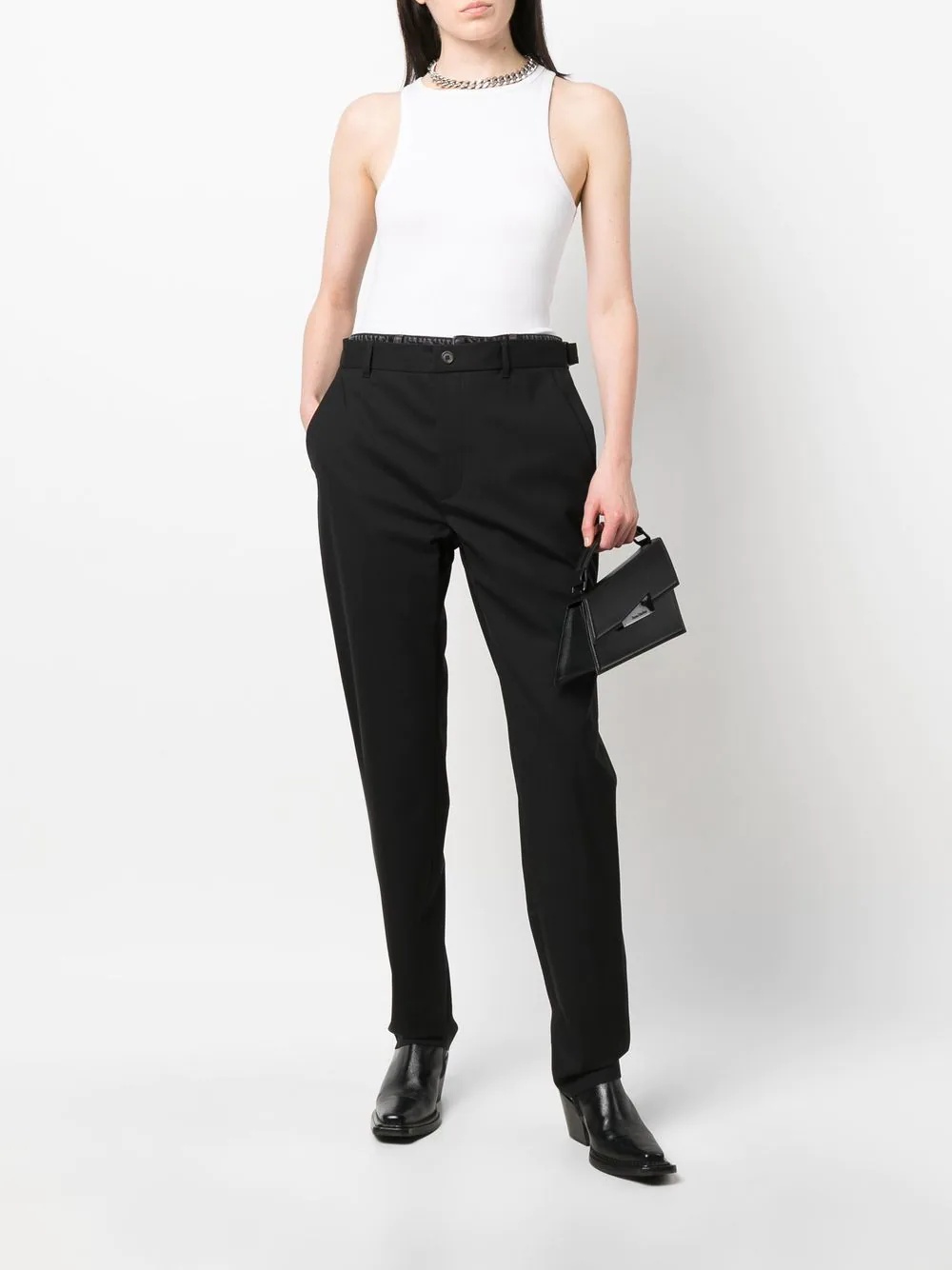 asymmetric straight-leg trousers - 3